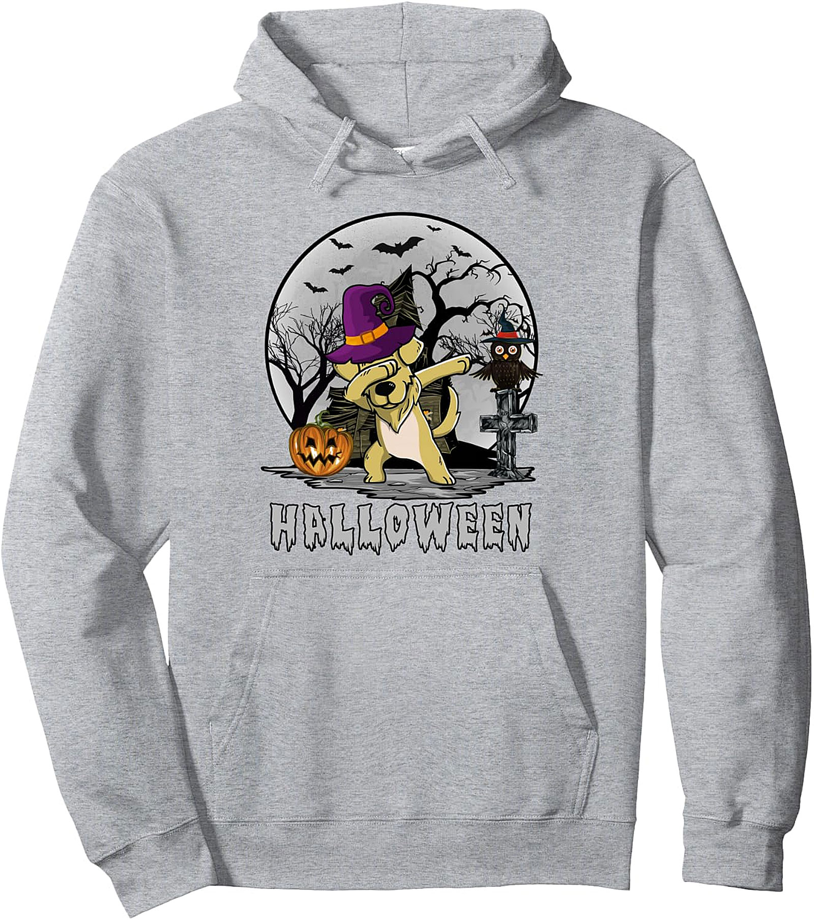 Dabbing Golden Retriever Witch Hat Halloween Pullover Hoodie