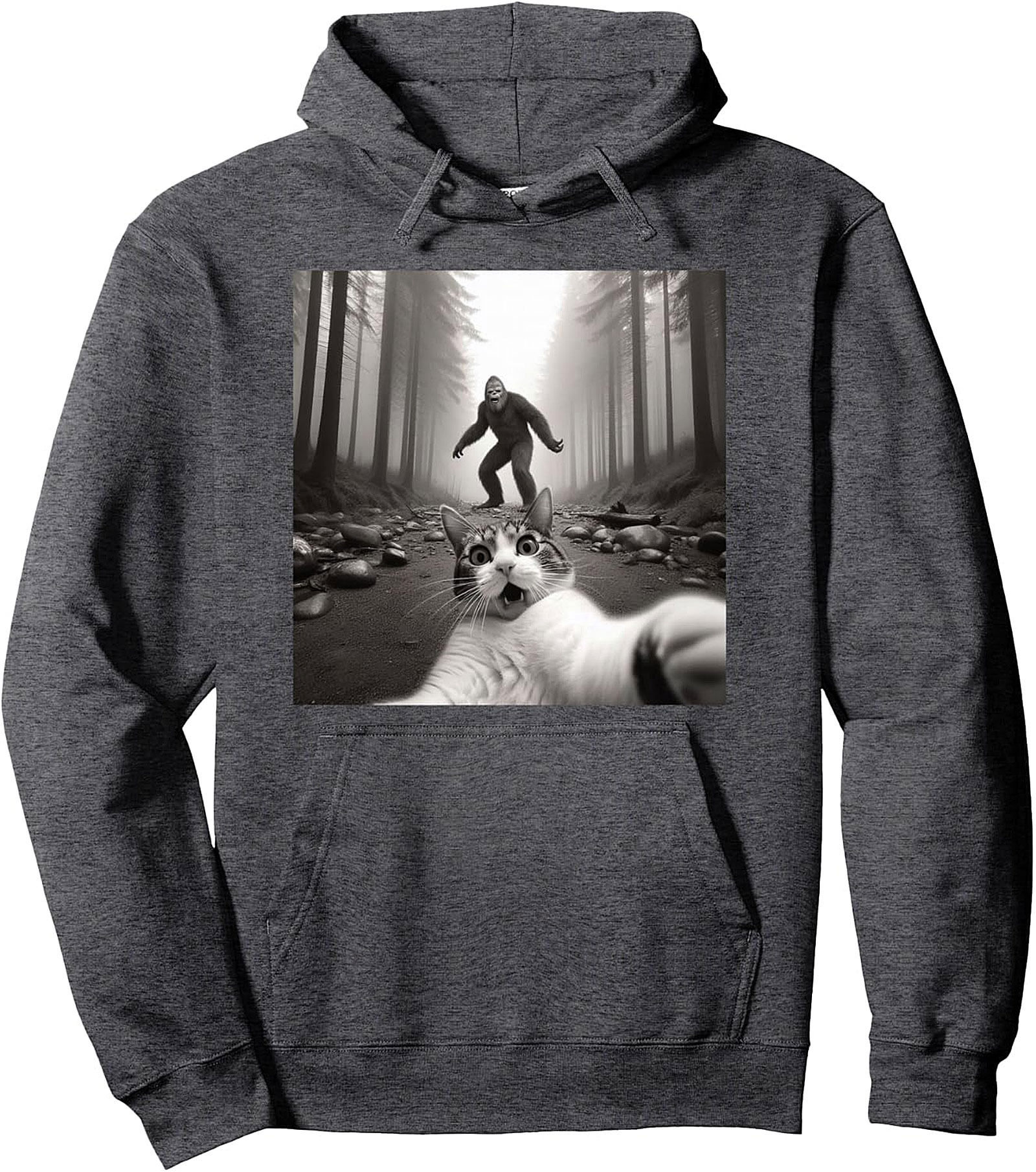 Funny Cat Selfie Bigfoot Pullover Hoodie - Cozy & Unique