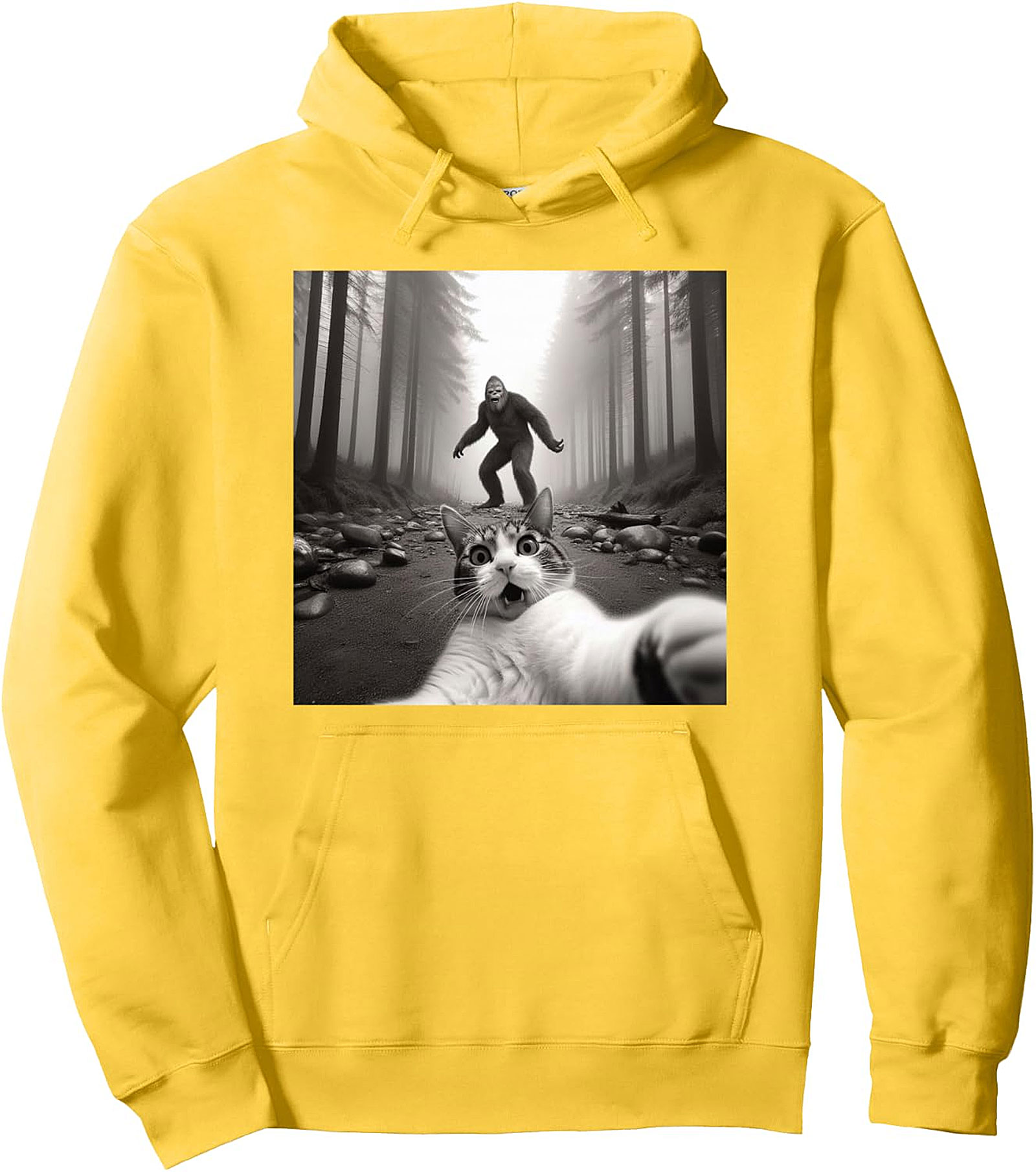 Funny Cat Selfie Bigfoot Pullover Hoodie - Cozy & Unique