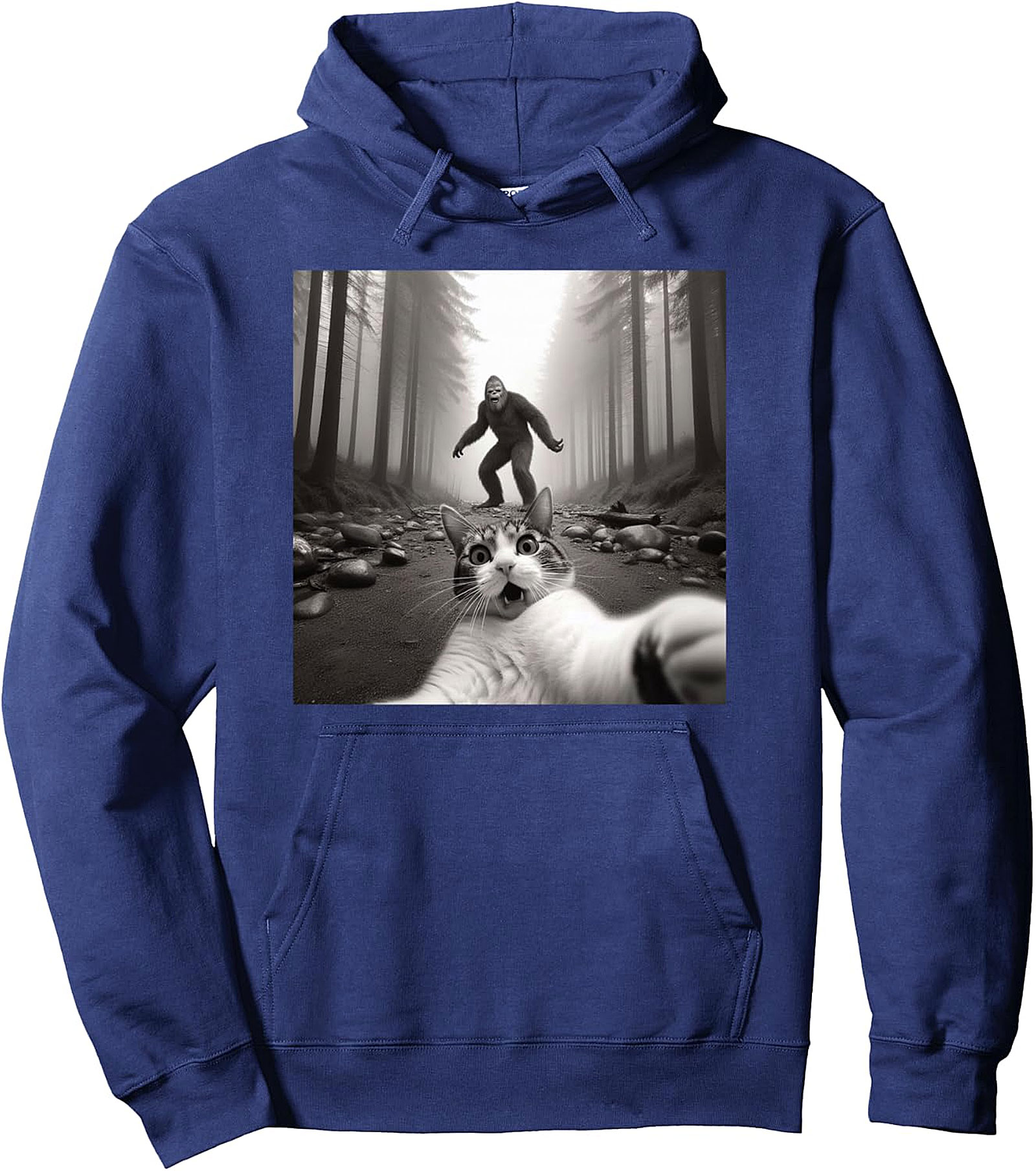 Funny Cat Selfie Bigfoot Pullover Hoodie - Cozy & Unique