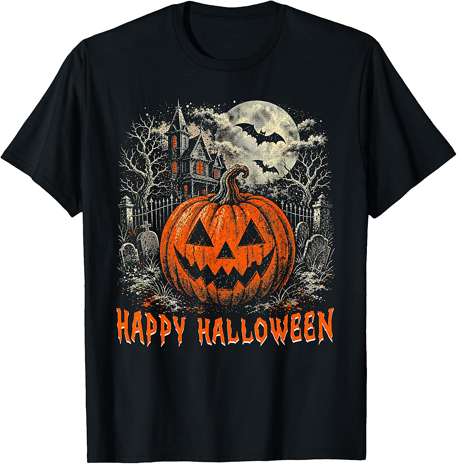 Happy Halloween Pumpkin T-Shirt | Vintage Spooky Graphic Tee