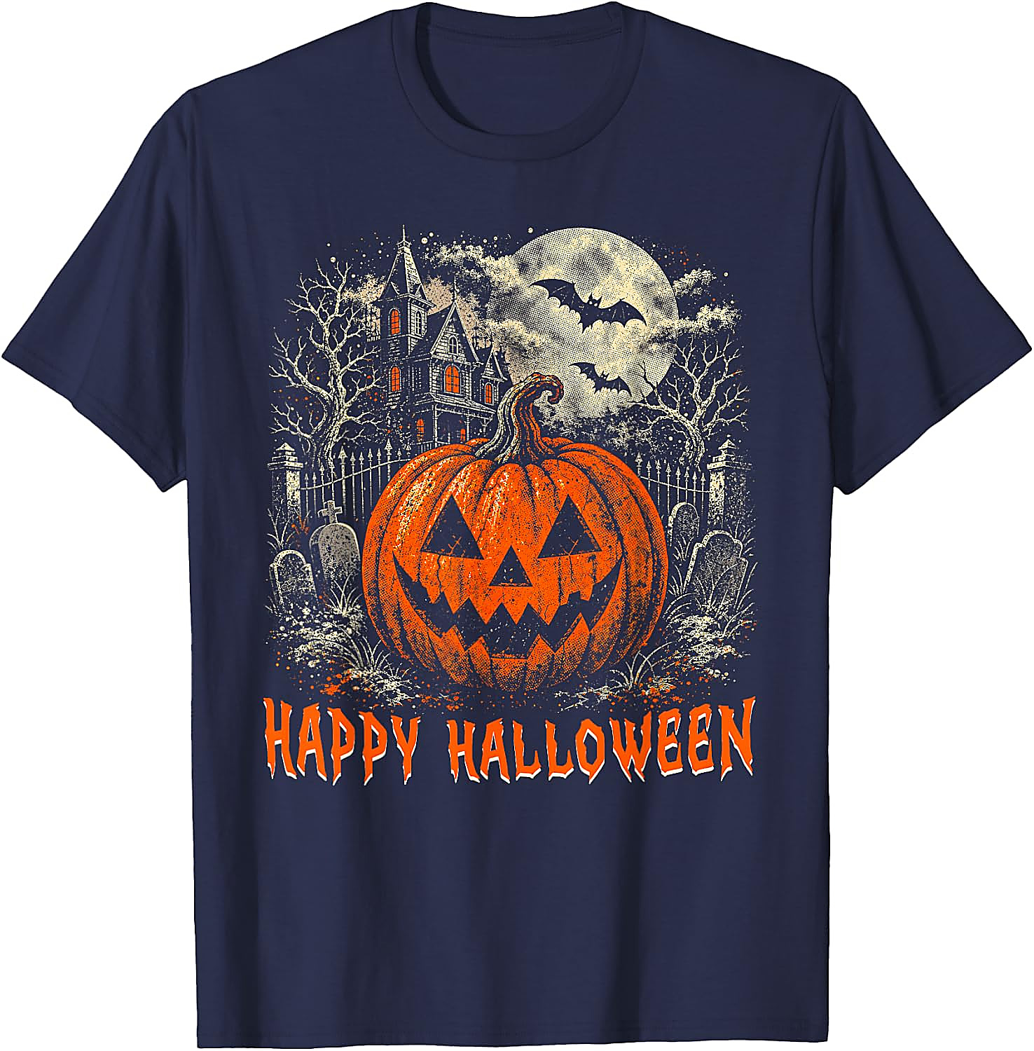 Happy Halloween Pumpkin T-Shirt | Vintage Spooky Graphic Tee