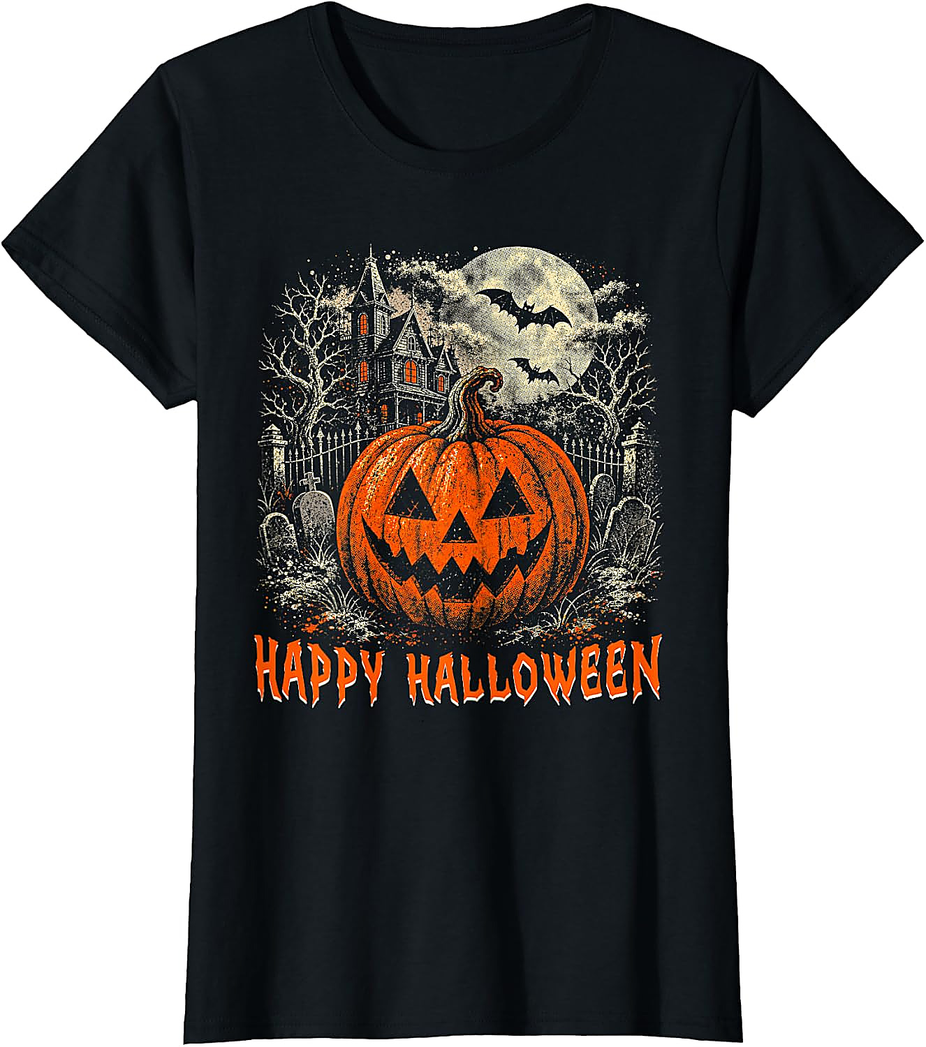 Happy Halloween Pumpkin T-Shirt | Vintage Spooky Graphic Tee