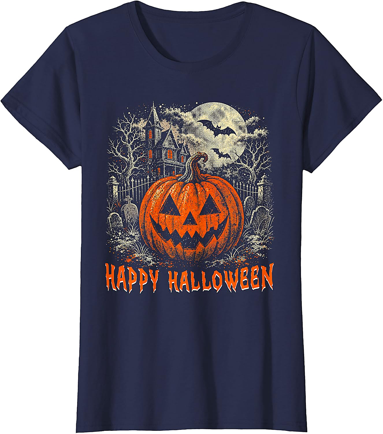 Happy Halloween Pumpkin T-Shirt | Vintage Spooky Graphic Tee