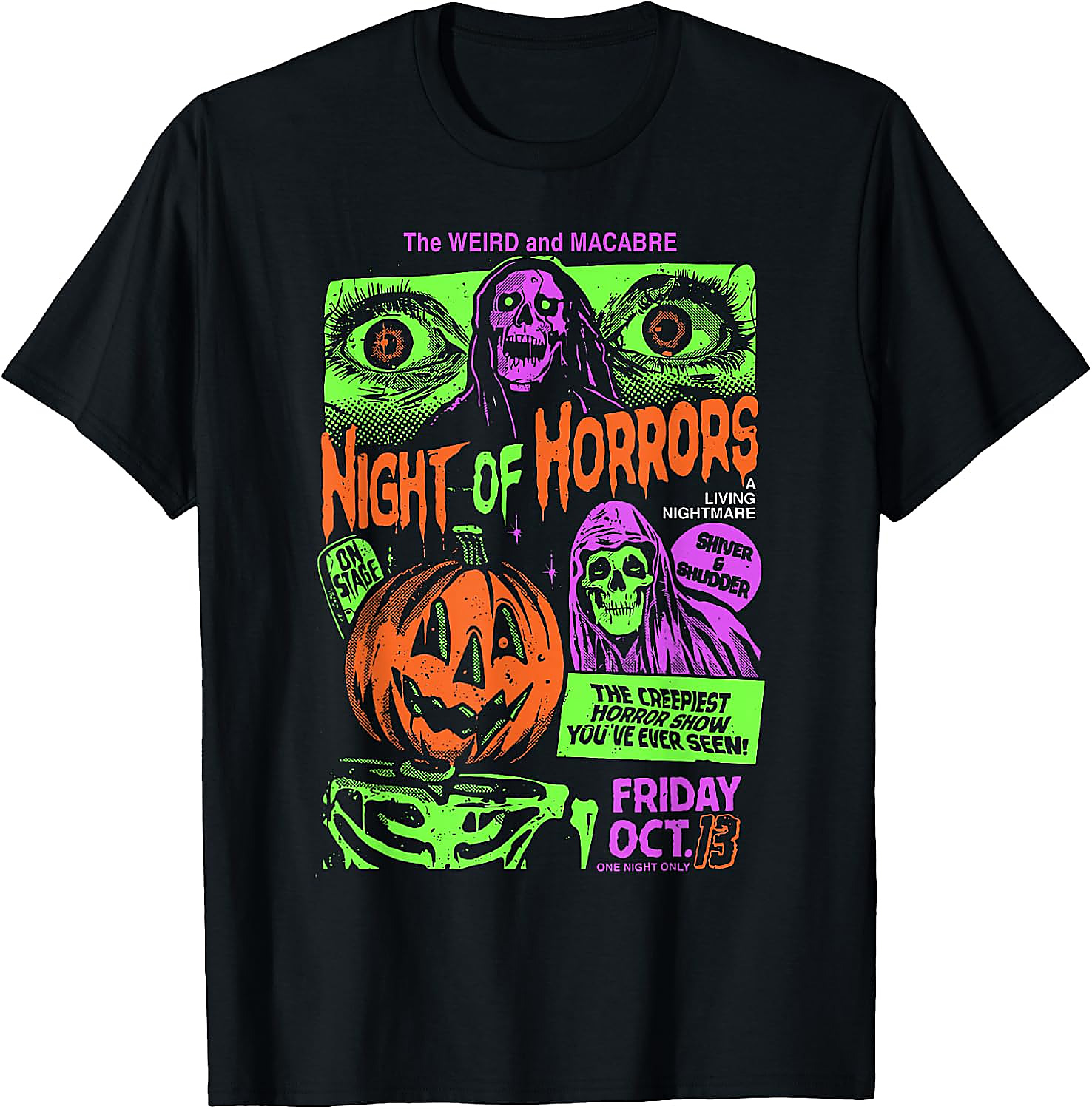 Scary Halloween Pumpkin Graphic Tee | Vintage Horror Shirt