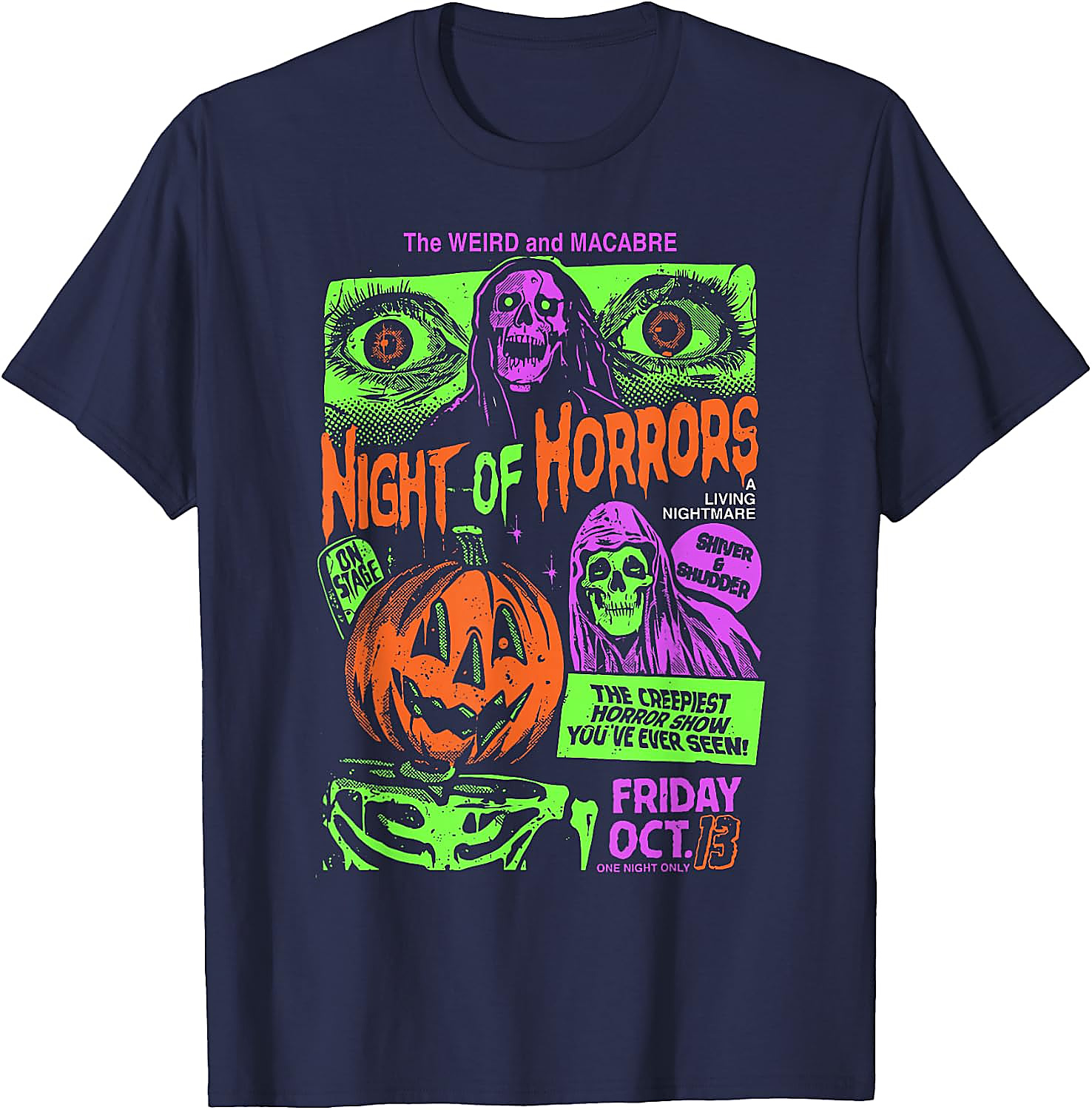 Scary Halloween Pumpkin Graphic Tee | Vintage Horror Shirt