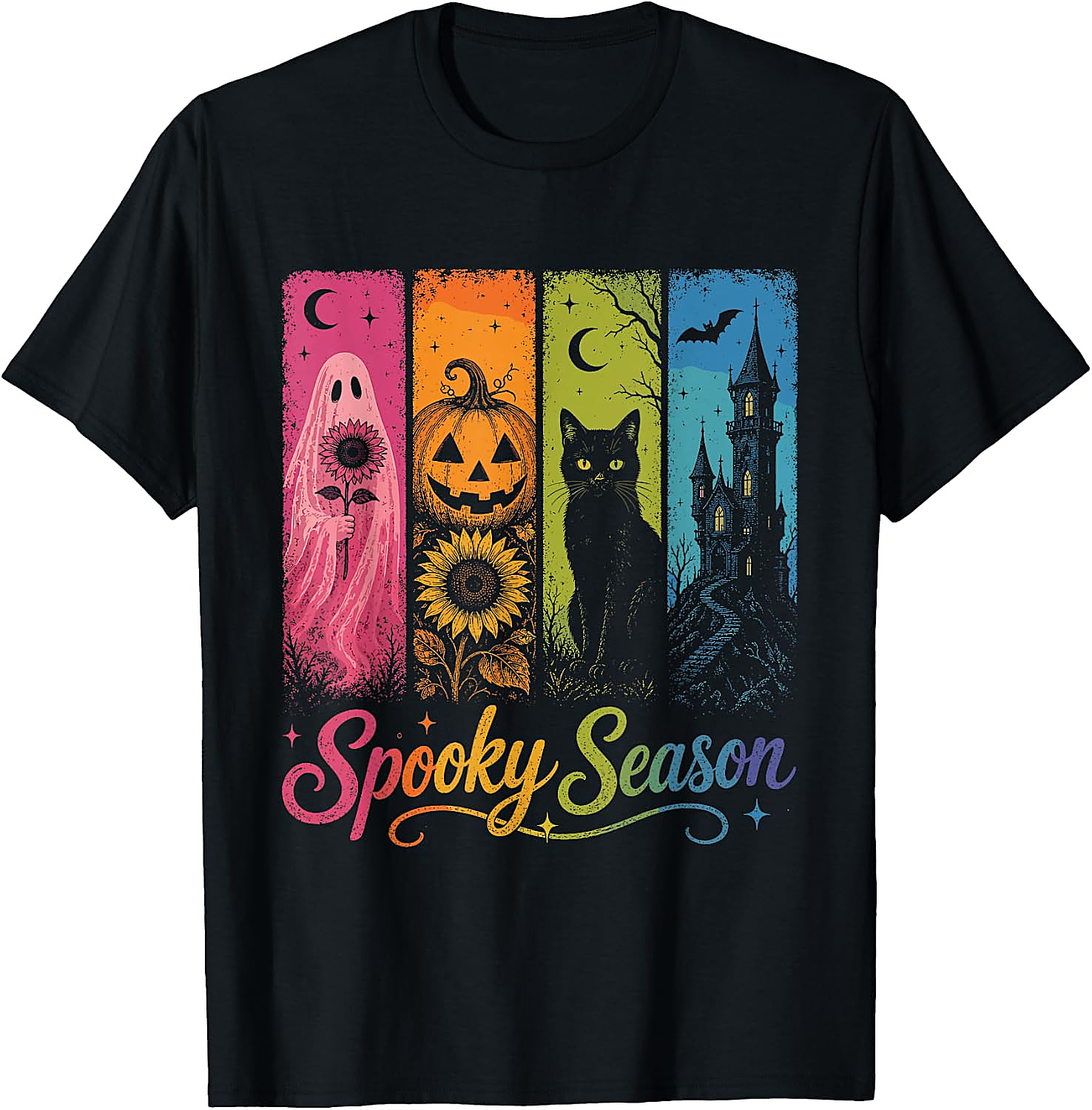 Spooky Season Halloween T-Shirt | Ghost Pumpkin Cat Tee