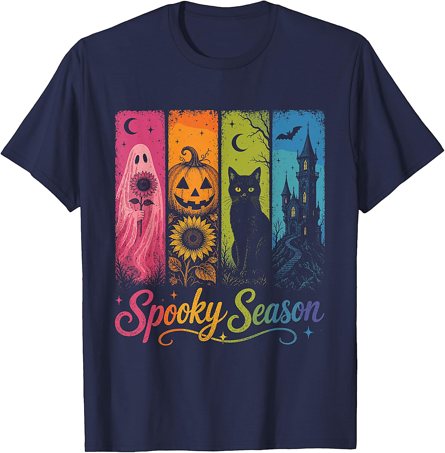 Spooky Season Halloween T-Shirt | Ghost Pumpkin Cat Tee