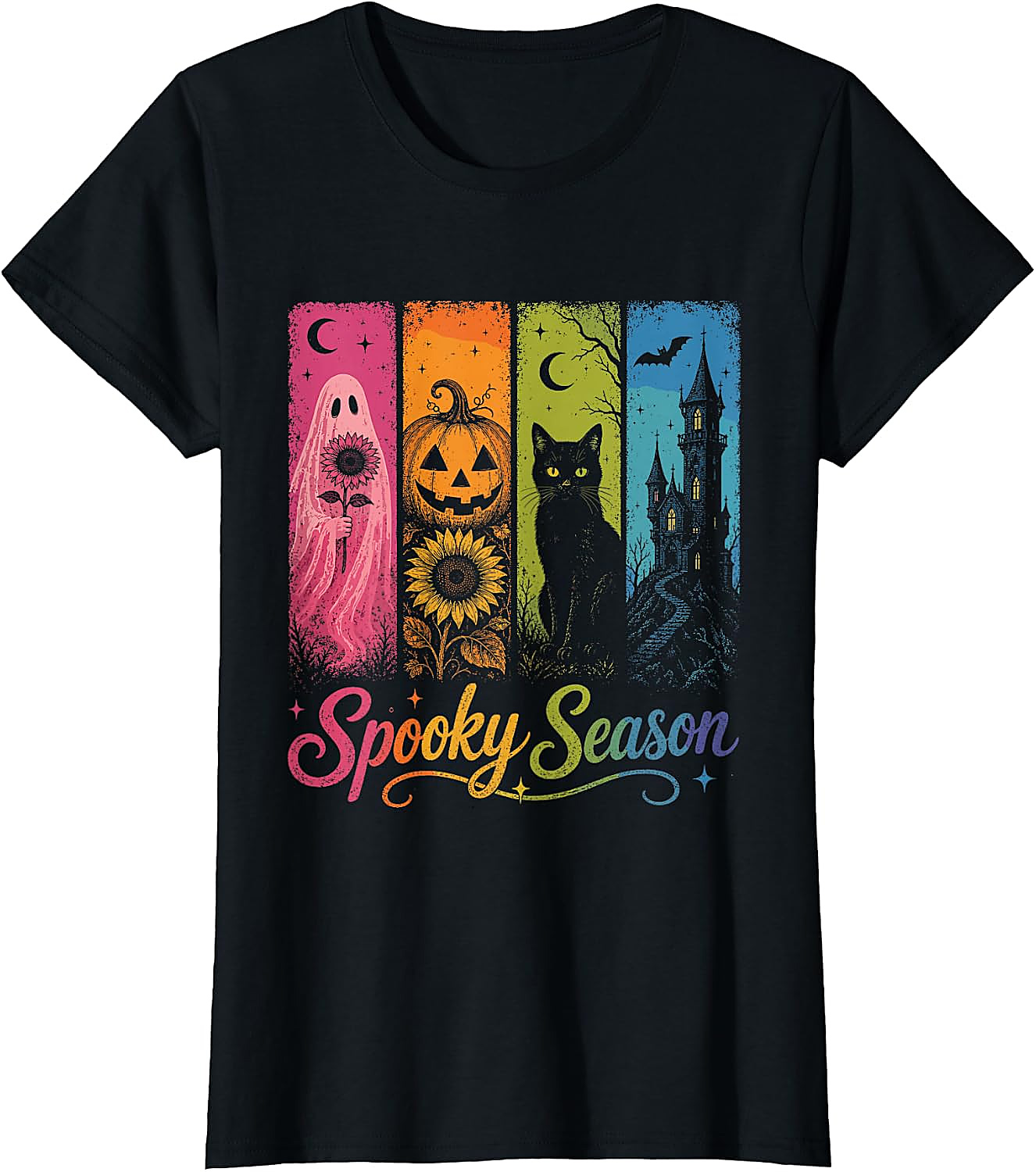 Spooky Season Halloween T-Shirt | Ghost Pumpkin Cat Tee