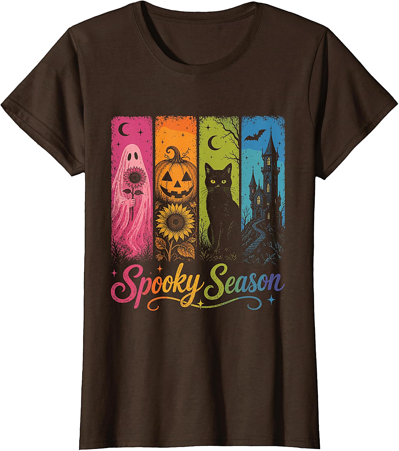 Spooky Season Halloween T-Shirt | Ghost Pumpkin Cat Tee