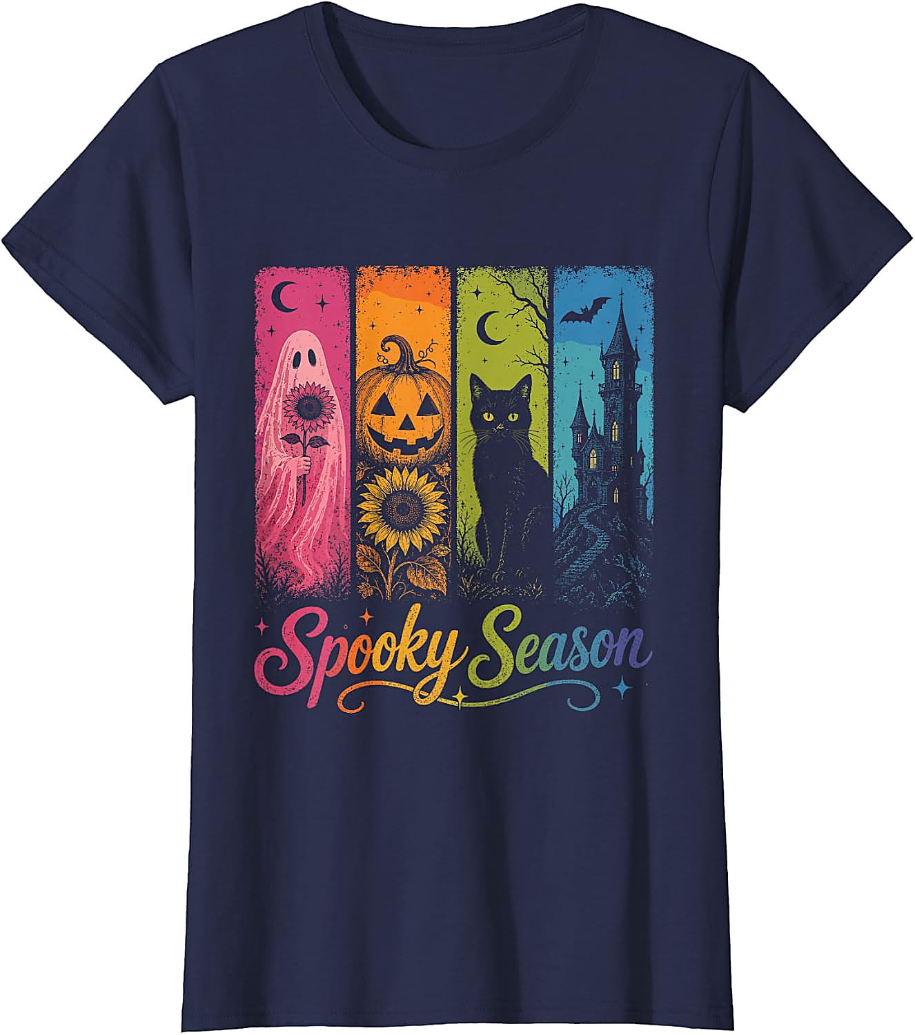 Spooky Season Halloween T-Shirt | Ghost Pumpkin Cat Tee
