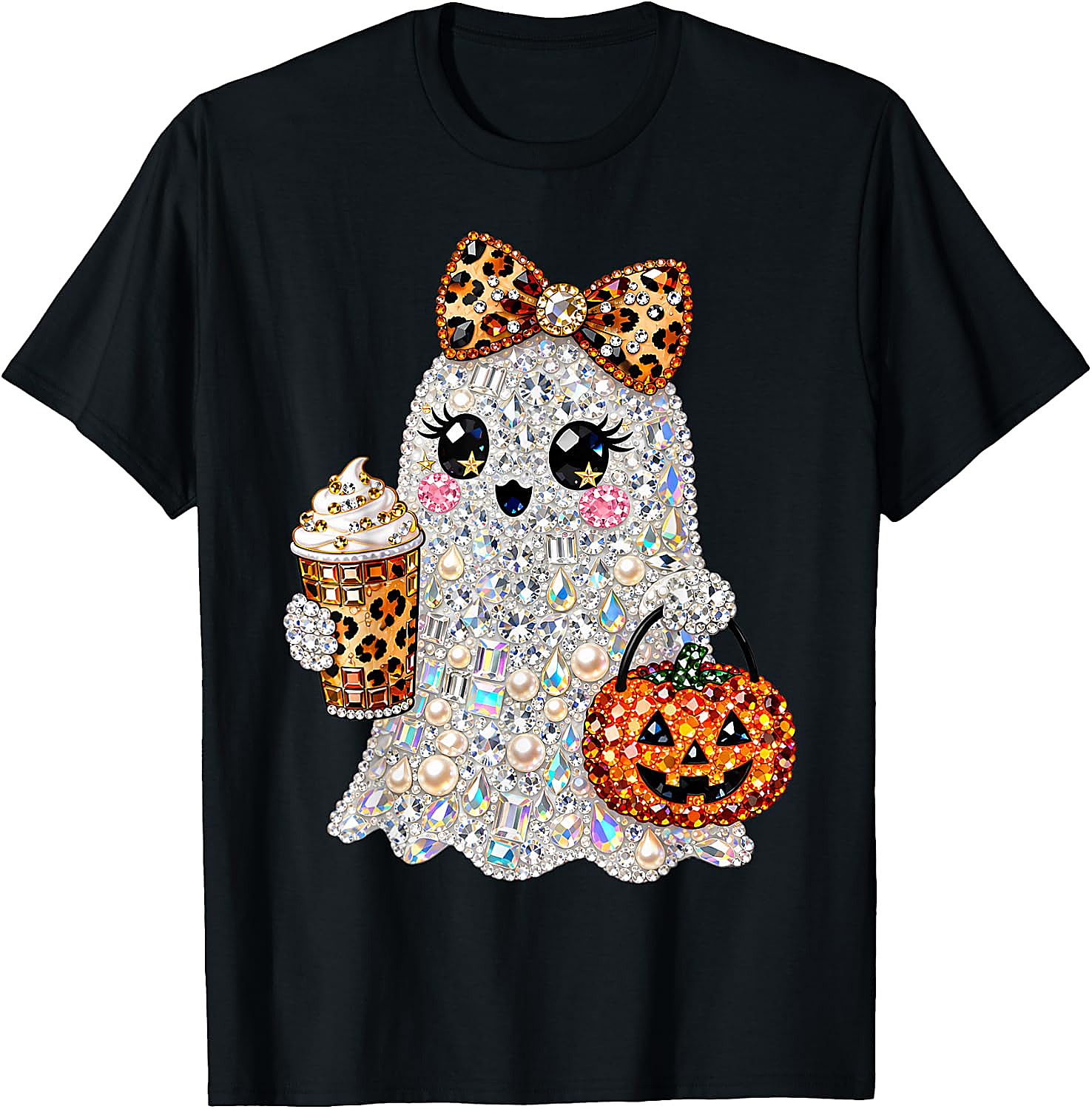 Rhinestone Ghost Halloween T-Shirt | Spooky Glam Graphic Tee