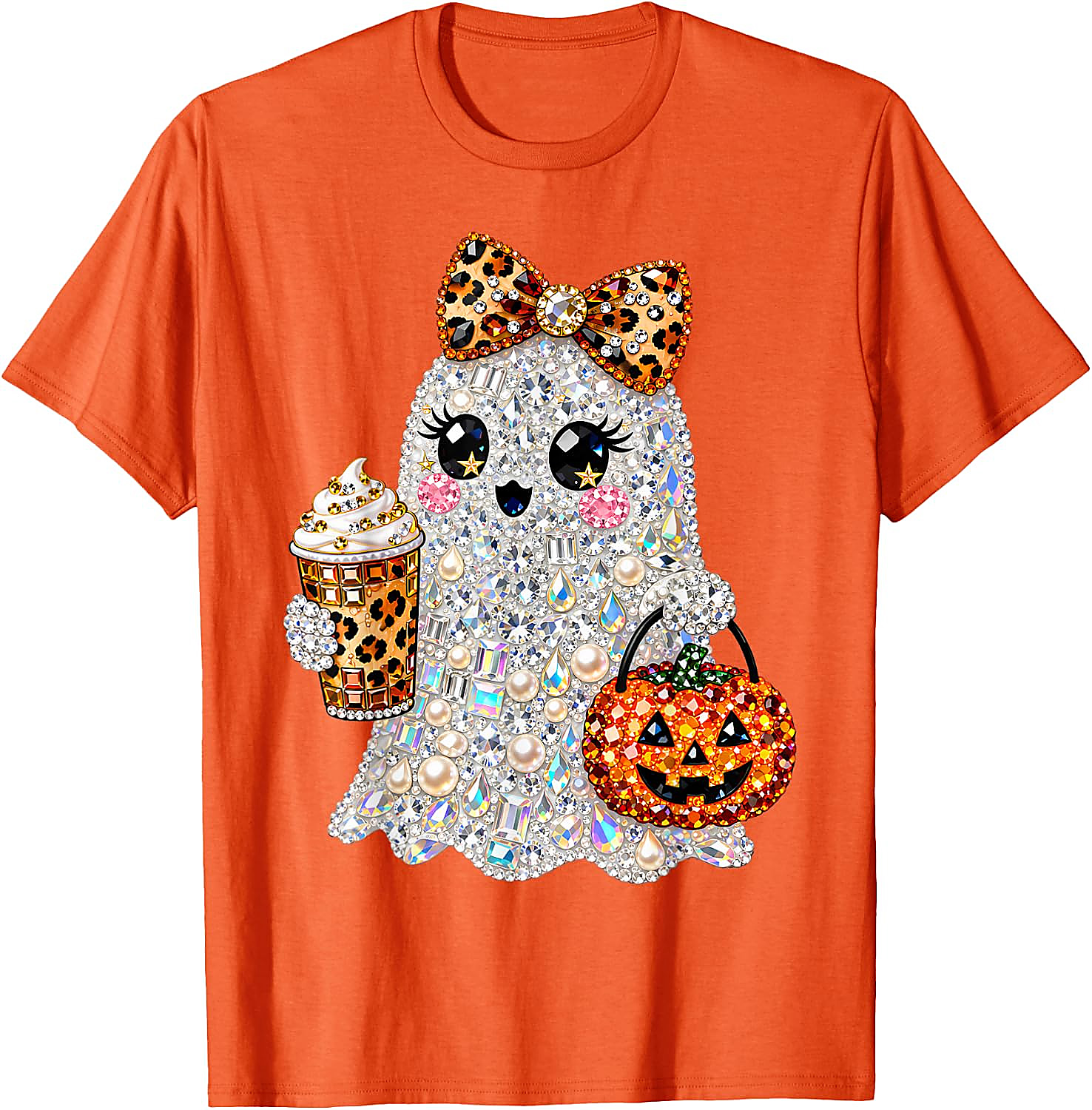 Rhinestone Ghost Halloween T-Shirt | Spooky Glam Graphic Tee