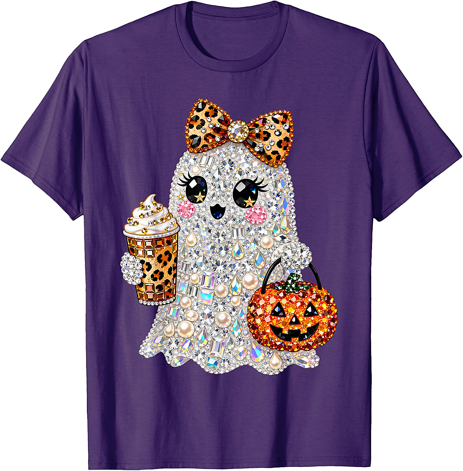 Rhinestone Ghost Halloween T-Shirt | Spooky Glam Graphic Tee