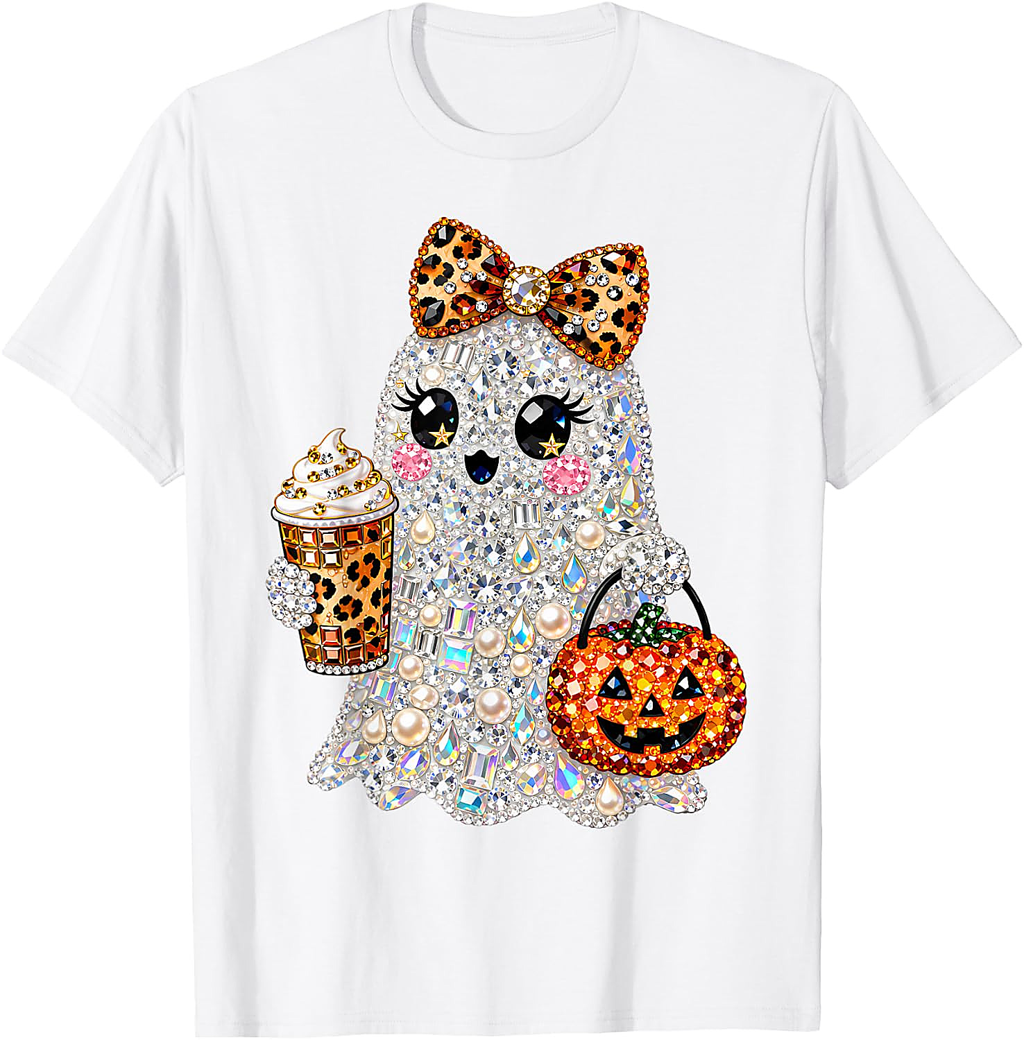 Rhinestone Ghost Halloween T-Shirt | Spooky Glam Graphic Tee