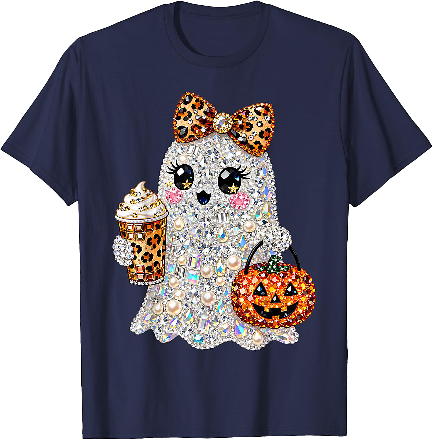 Rhinestone Ghost Halloween T-Shirt | Spooky Glam Graphic Tee
