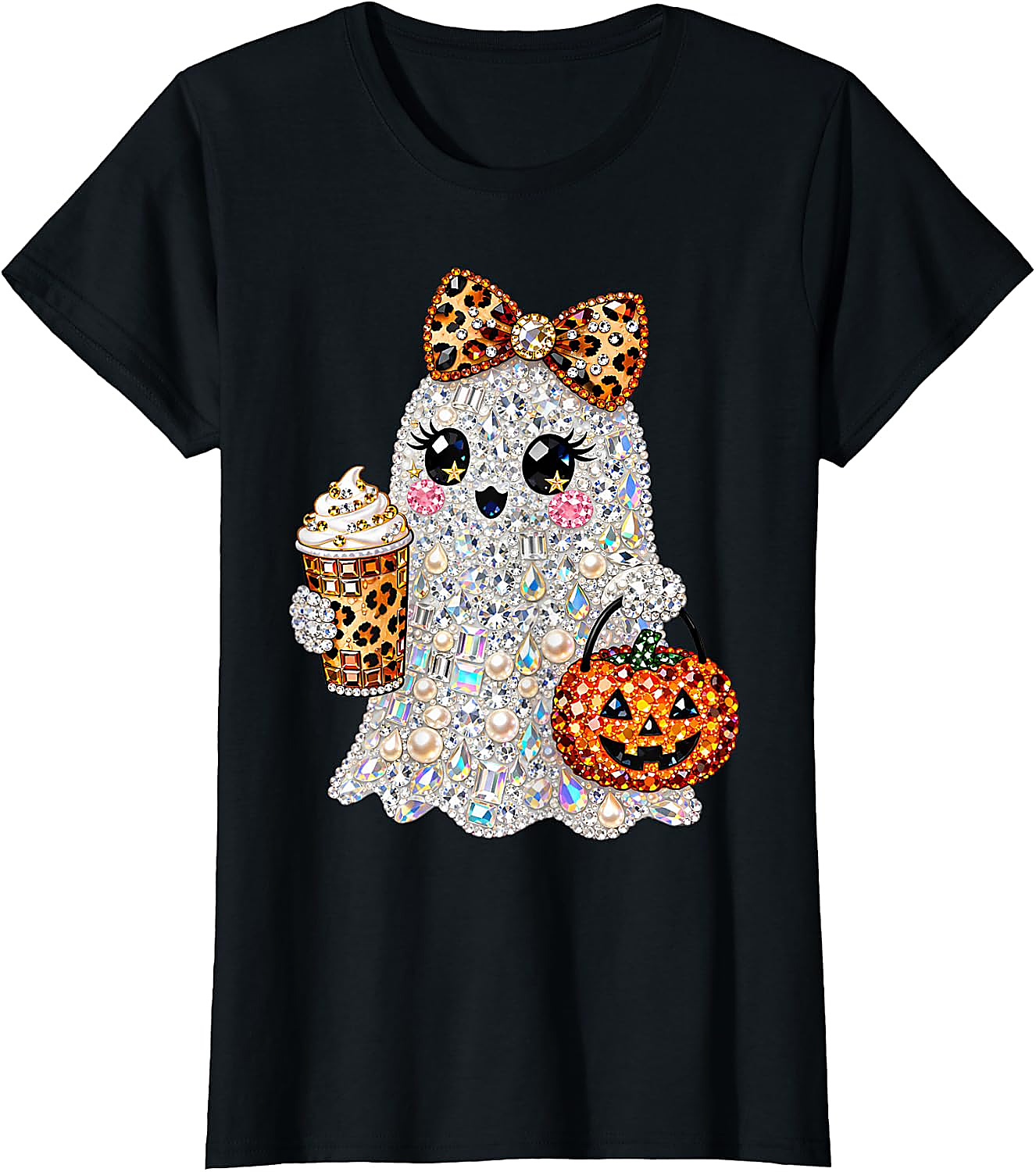 Rhinestone Ghost Halloween T-Shirt | Spooky Glam Graphic Tee