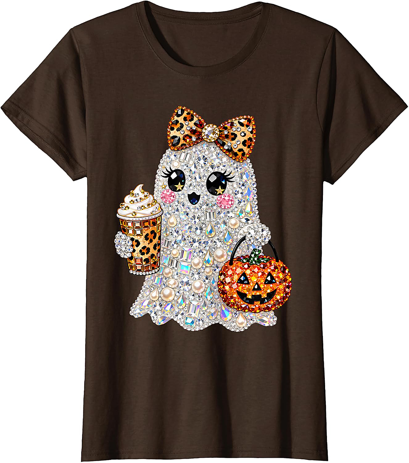 Rhinestone Ghost Halloween T-Shirt | Spooky Glam Graphic Tee