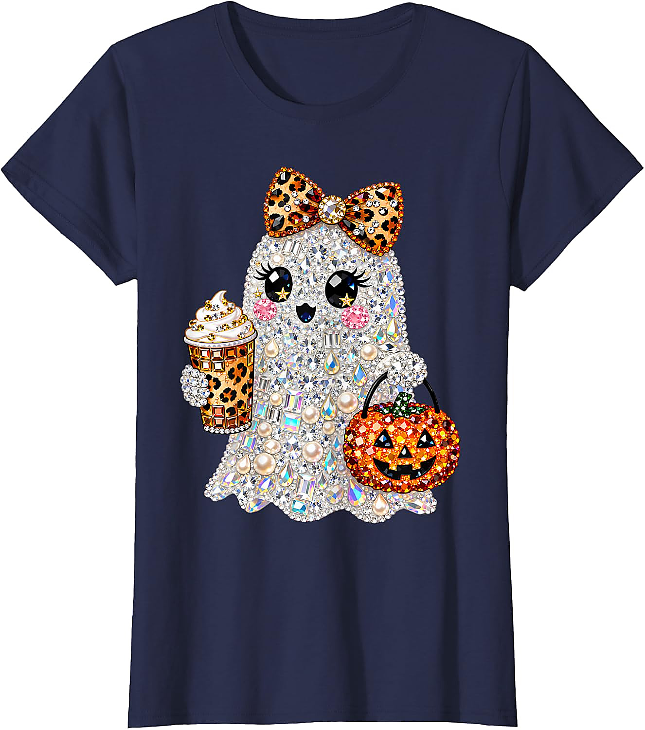 Rhinestone Ghost Halloween T-Shirt | Spooky Glam Graphic Tee