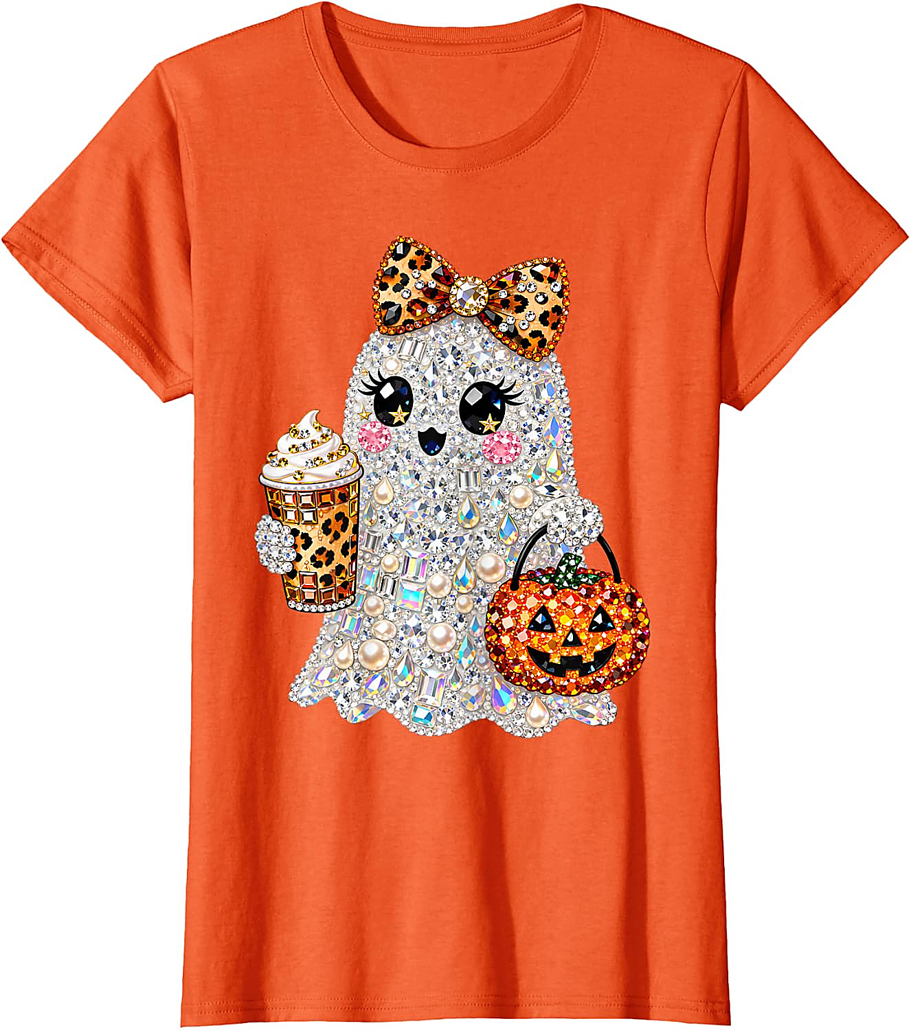 Rhinestone Ghost Halloween T-Shirt | Spooky Glam Graphic Tee