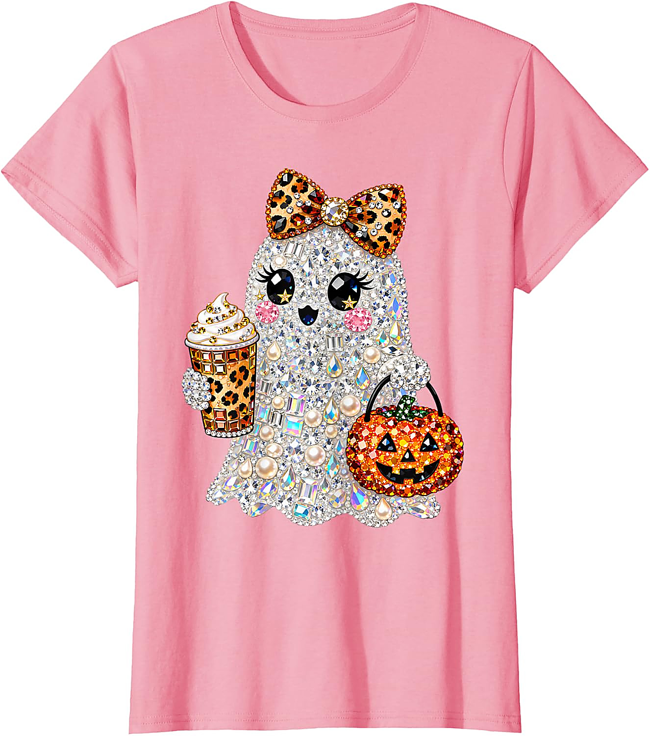 Rhinestone Ghost Halloween T-Shirt | Spooky Glam Graphic Tee