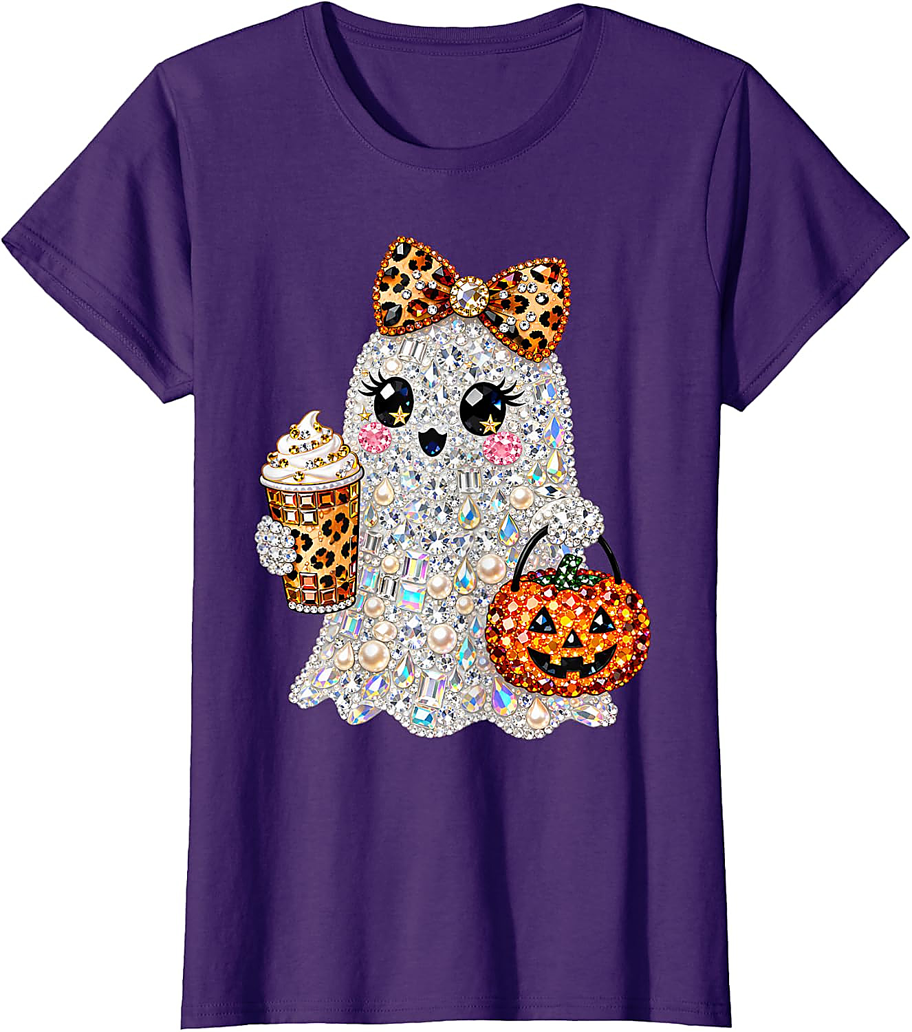 Rhinestone Ghost Halloween T-Shirt | Spooky Glam Graphic Tee