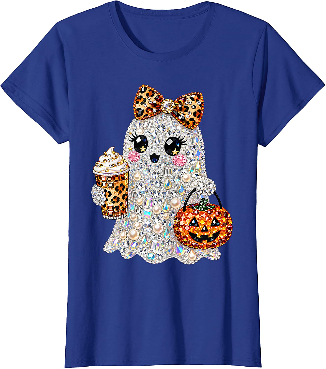 Rhinestone Ghost Halloween T-Shirt | Spooky Glam Graphic Tee