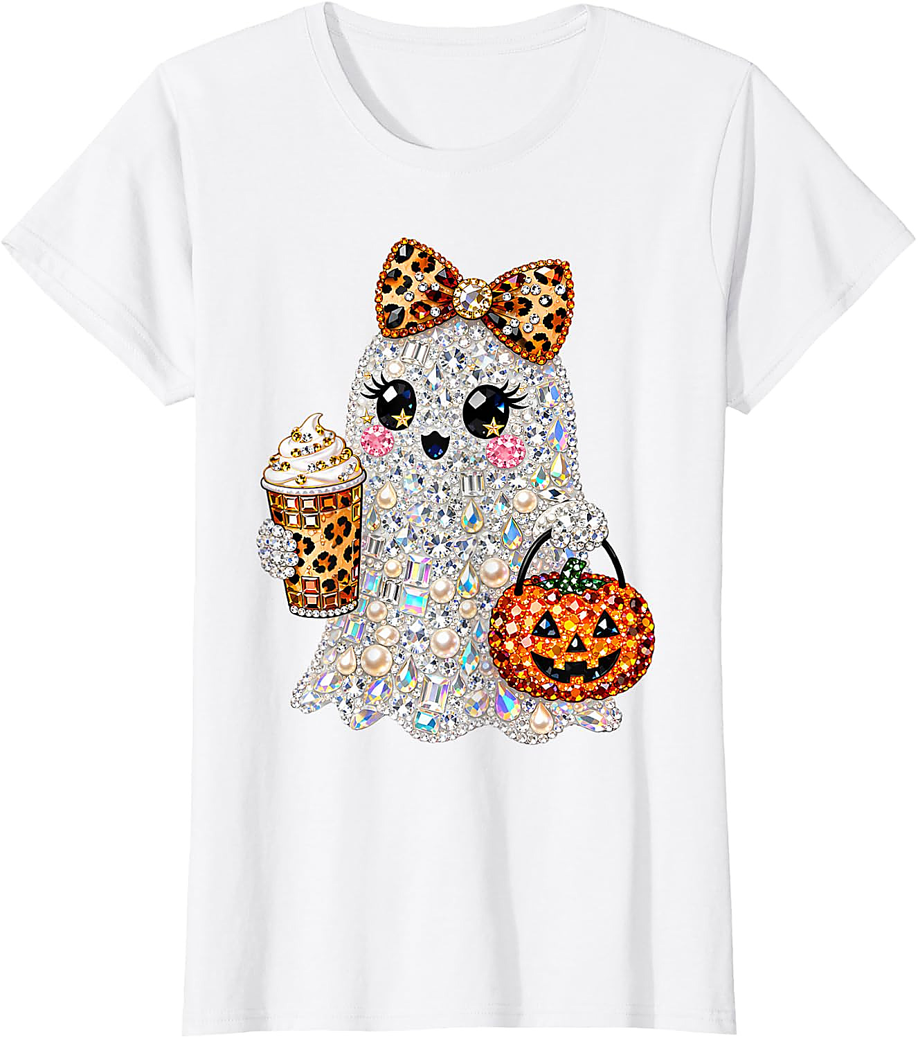 Rhinestone Ghost Halloween T-Shirt | Spooky Glam Graphic Tee