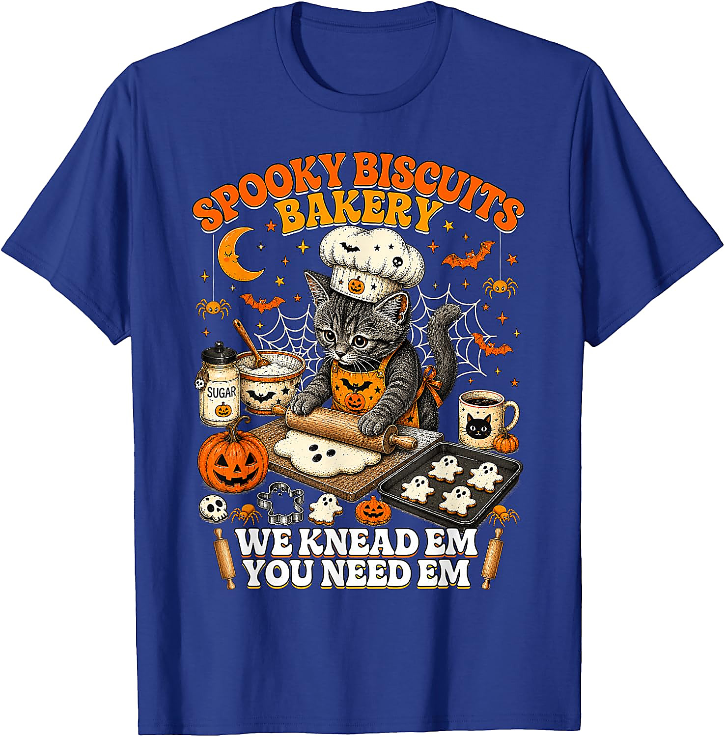 Spooky Biscuits Bakery Cat Halloween T-Shirt | Funny Tee