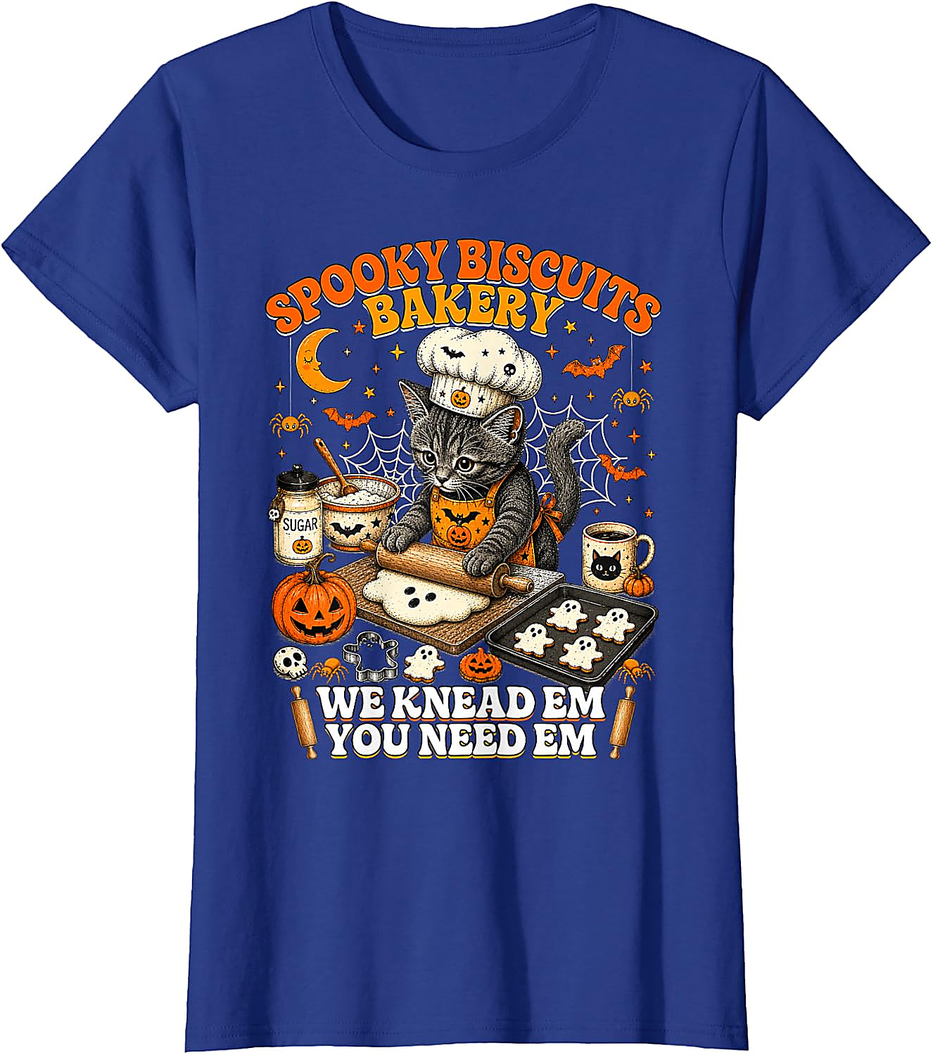 Spooky Biscuits Bakery Cat Halloween T-Shirt | Funny Tee