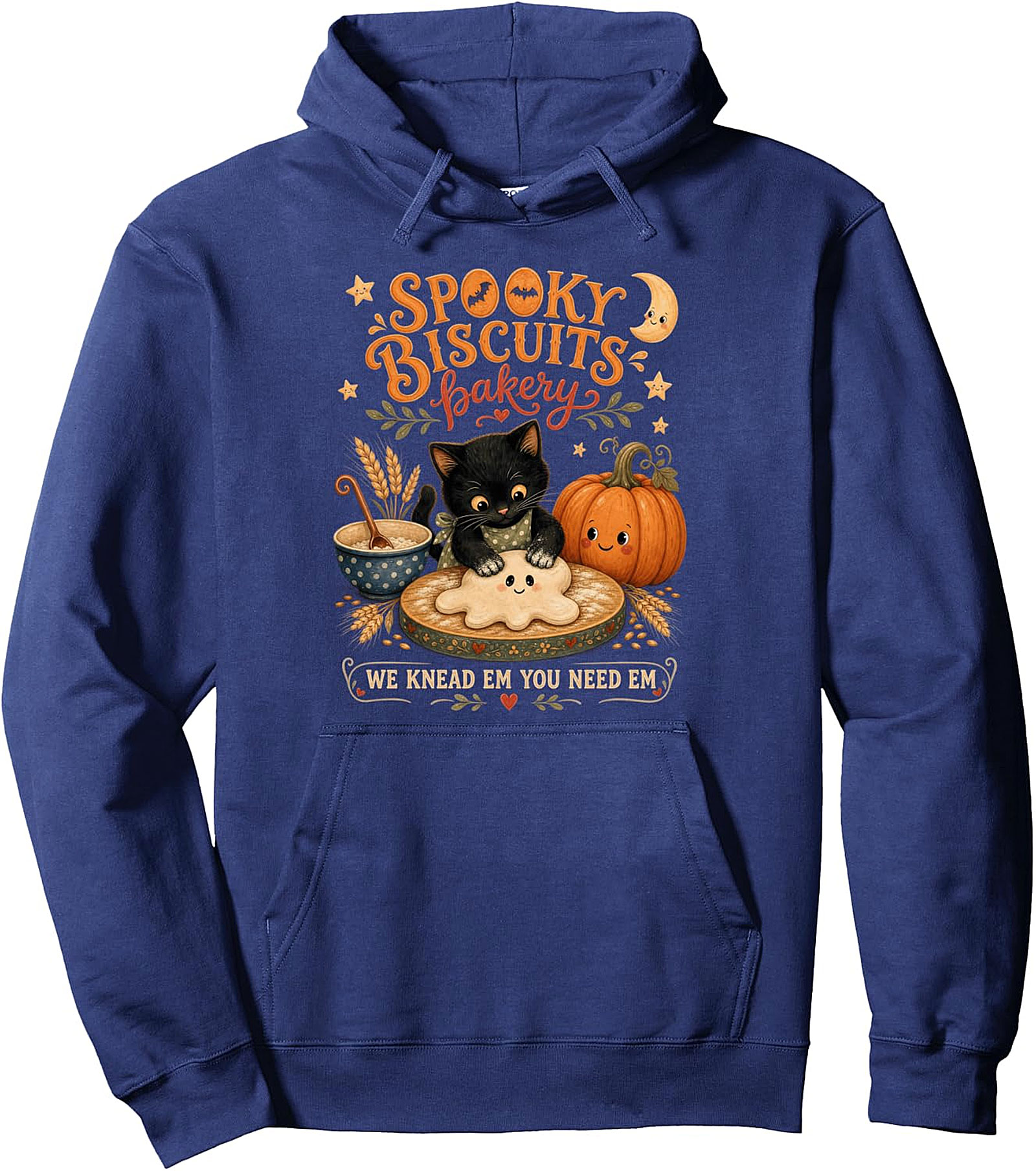 Spooky Biscuits Bakery Black Cat Halloween Pullover Hoodie