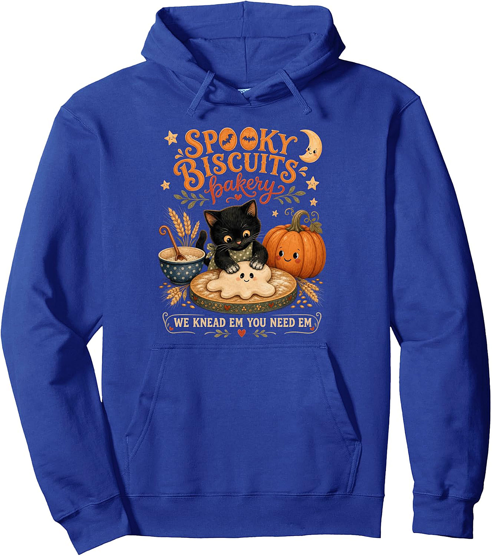 Spooky Biscuits Bakery Black Cat Halloween Pullover Hoodie