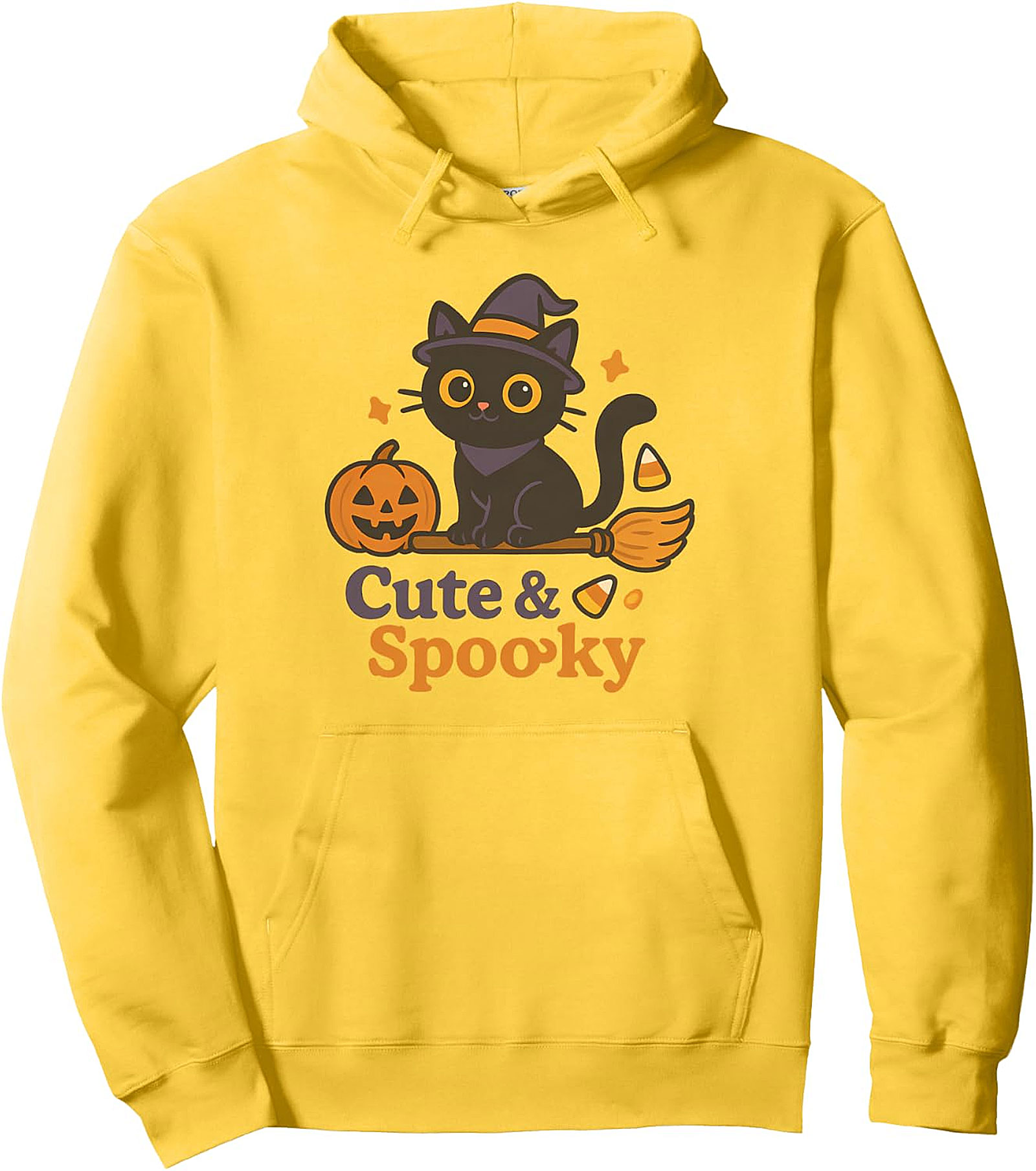 Cute Black Cat Halloween Spooky Pullover Hoodie | Cozy & Fun