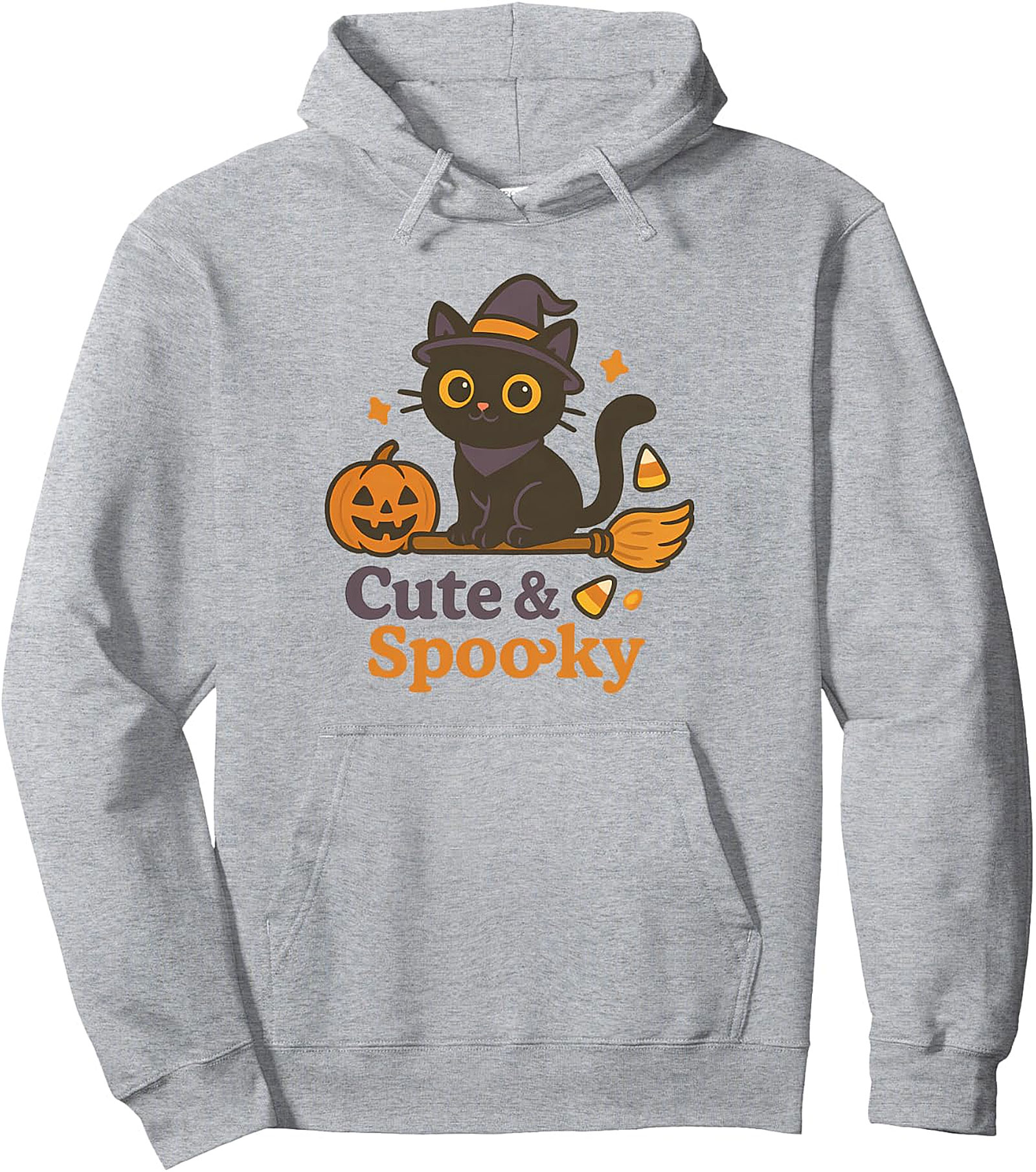 Cute Black Cat Halloween Spooky Pullover Hoodie | Cozy & Fun