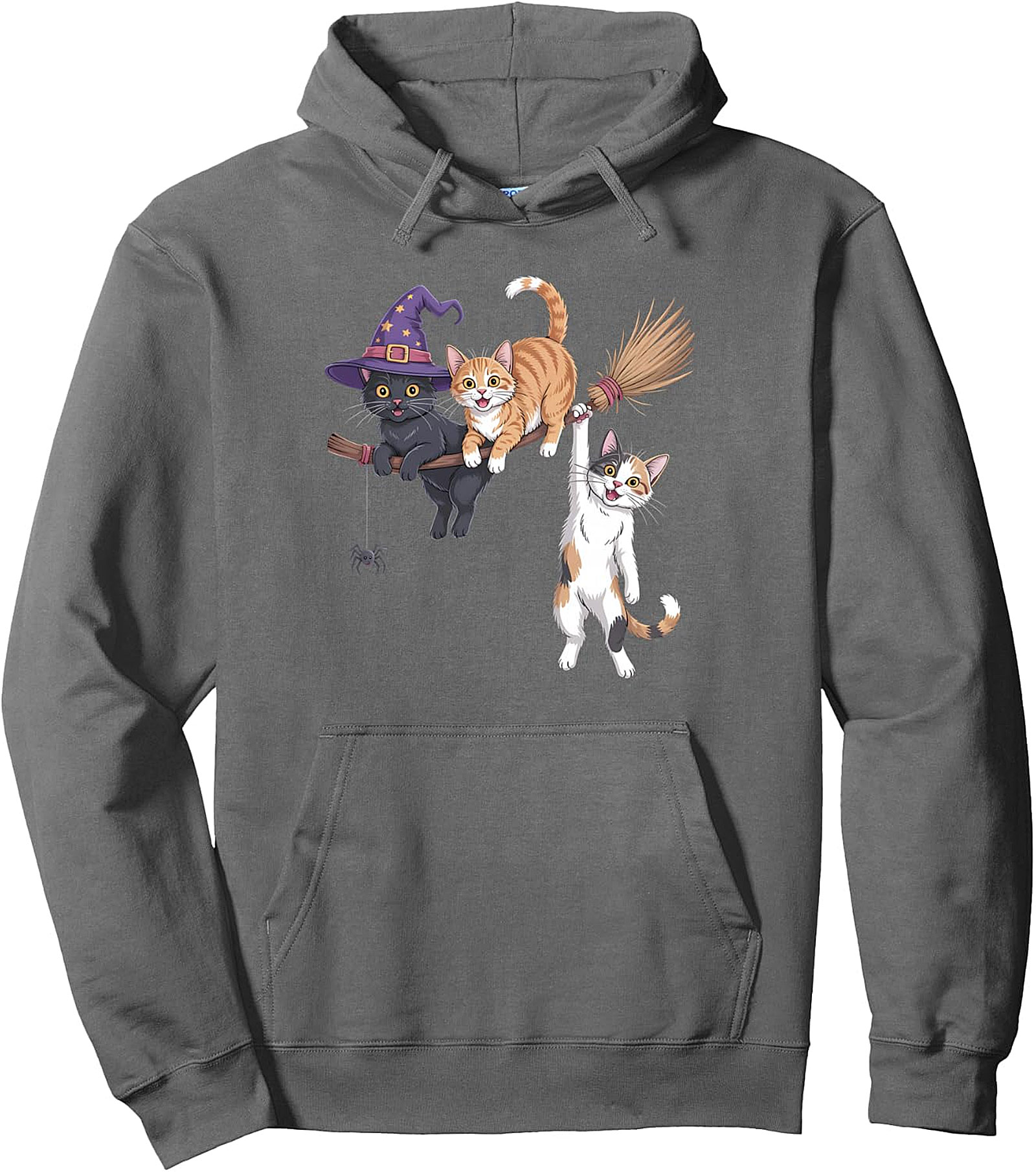 Cute Black Cat Witch Halloween Pullover Hoodie for Women