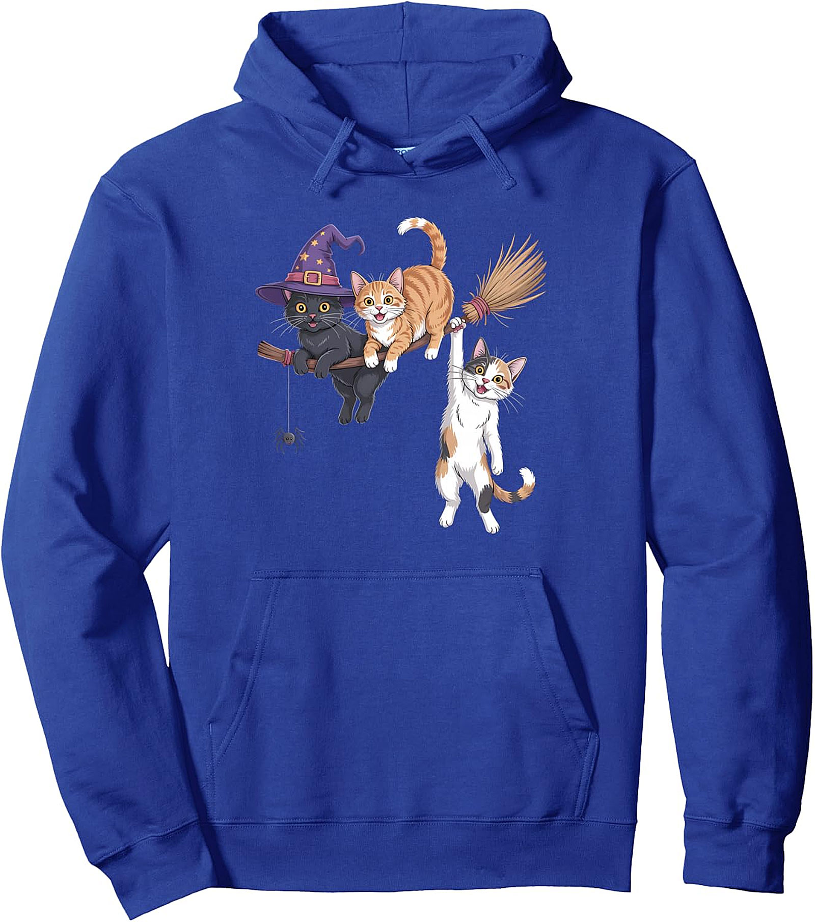 Cute Black Cat Witch Halloween Pullover Hoodie for Women