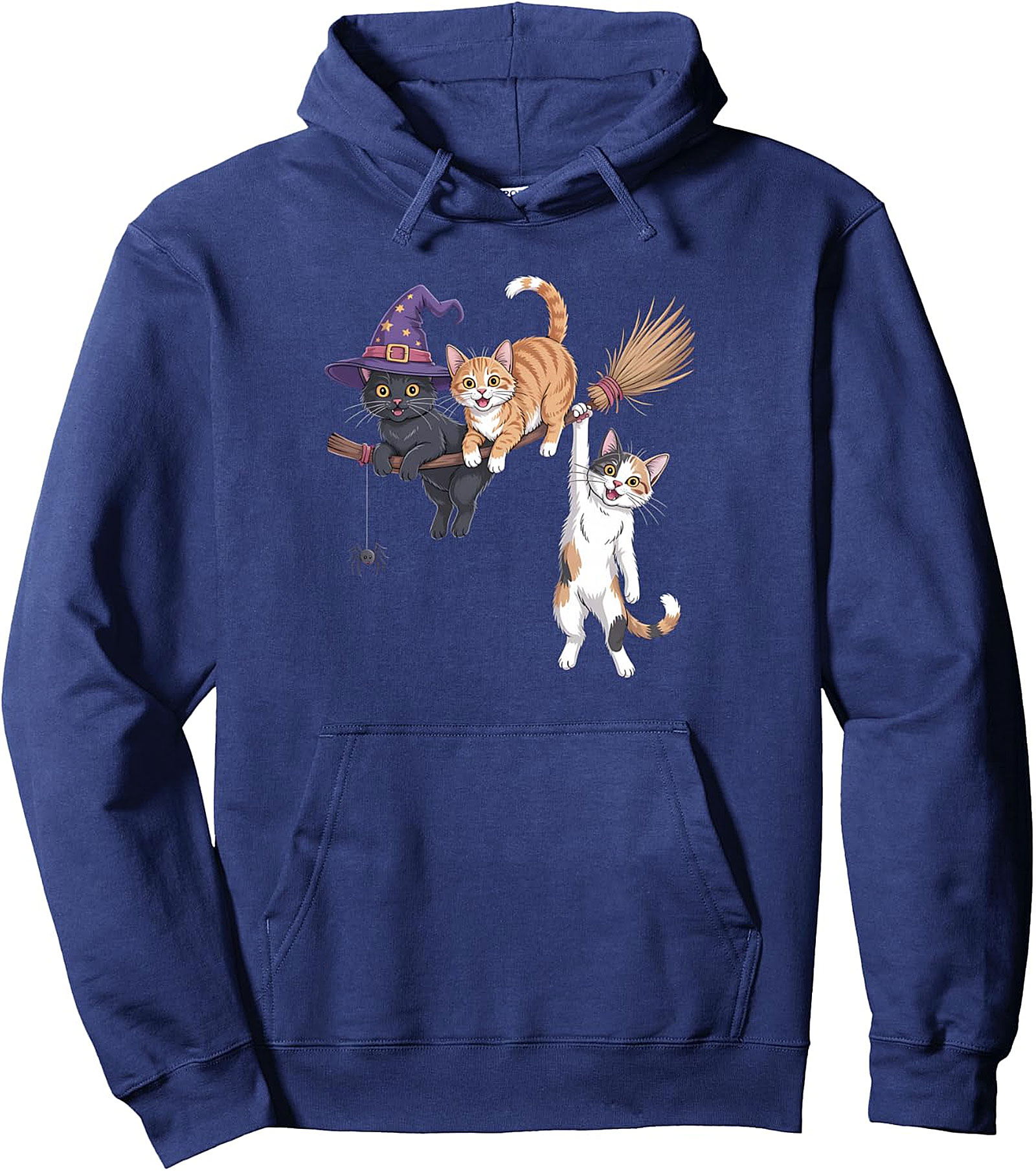 Cute Black Cat Witch Halloween Pullover Hoodie for Women