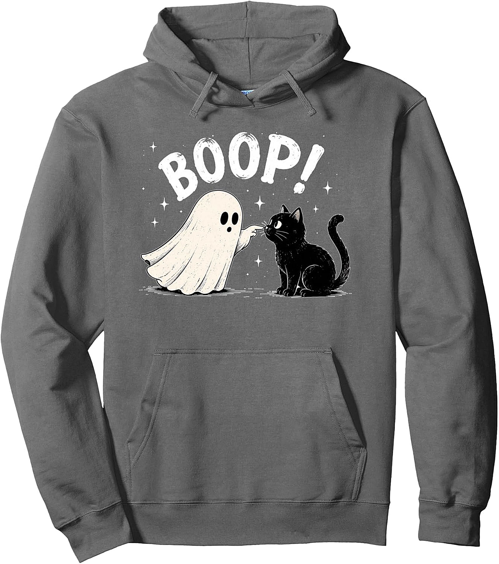 "BOOP!" Ghost & Cat Pullover Hoodie - Funny Halloween