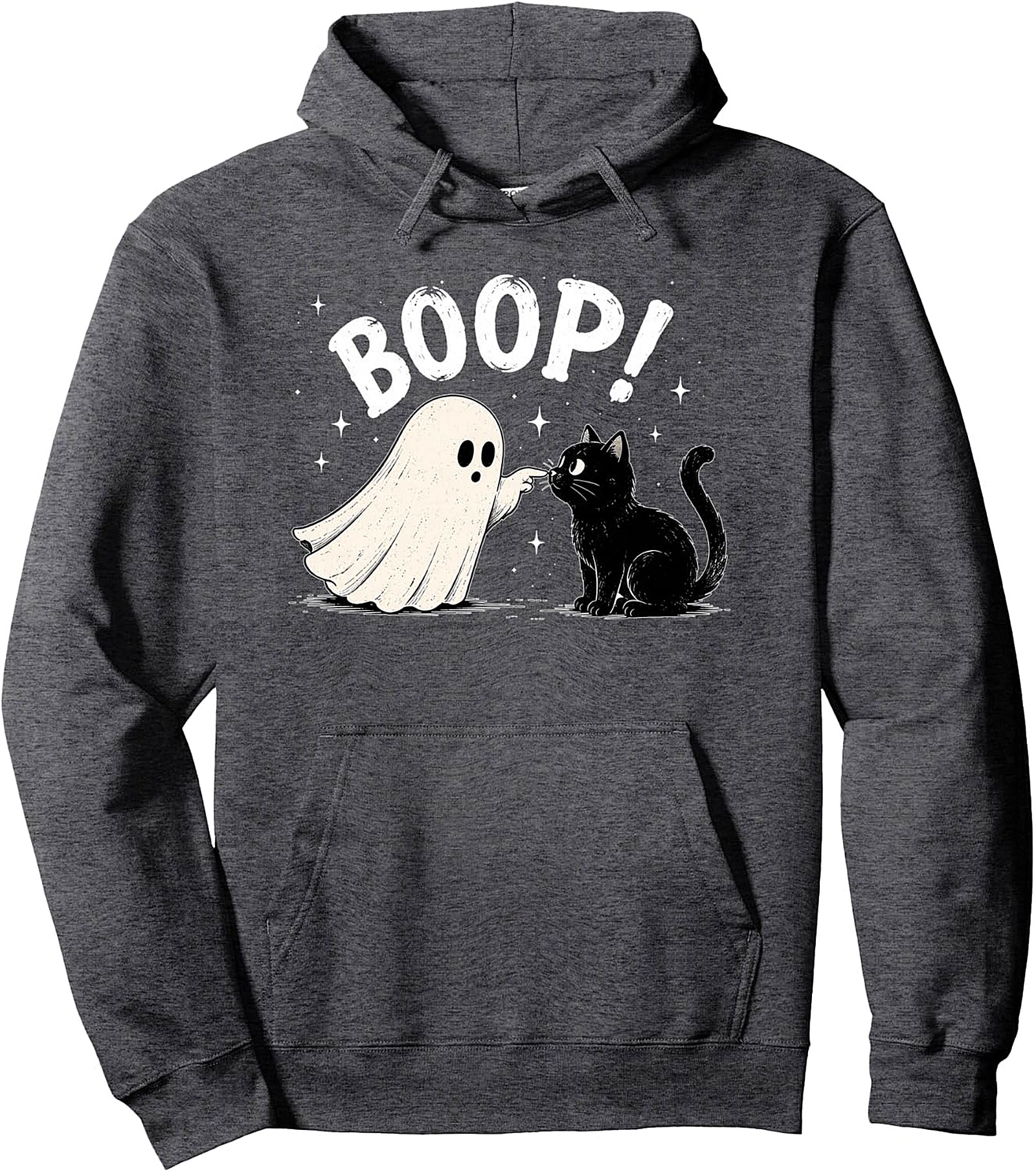  "BOOP!" Ghost & Cat Pullover Hoodie - Funny Halloween