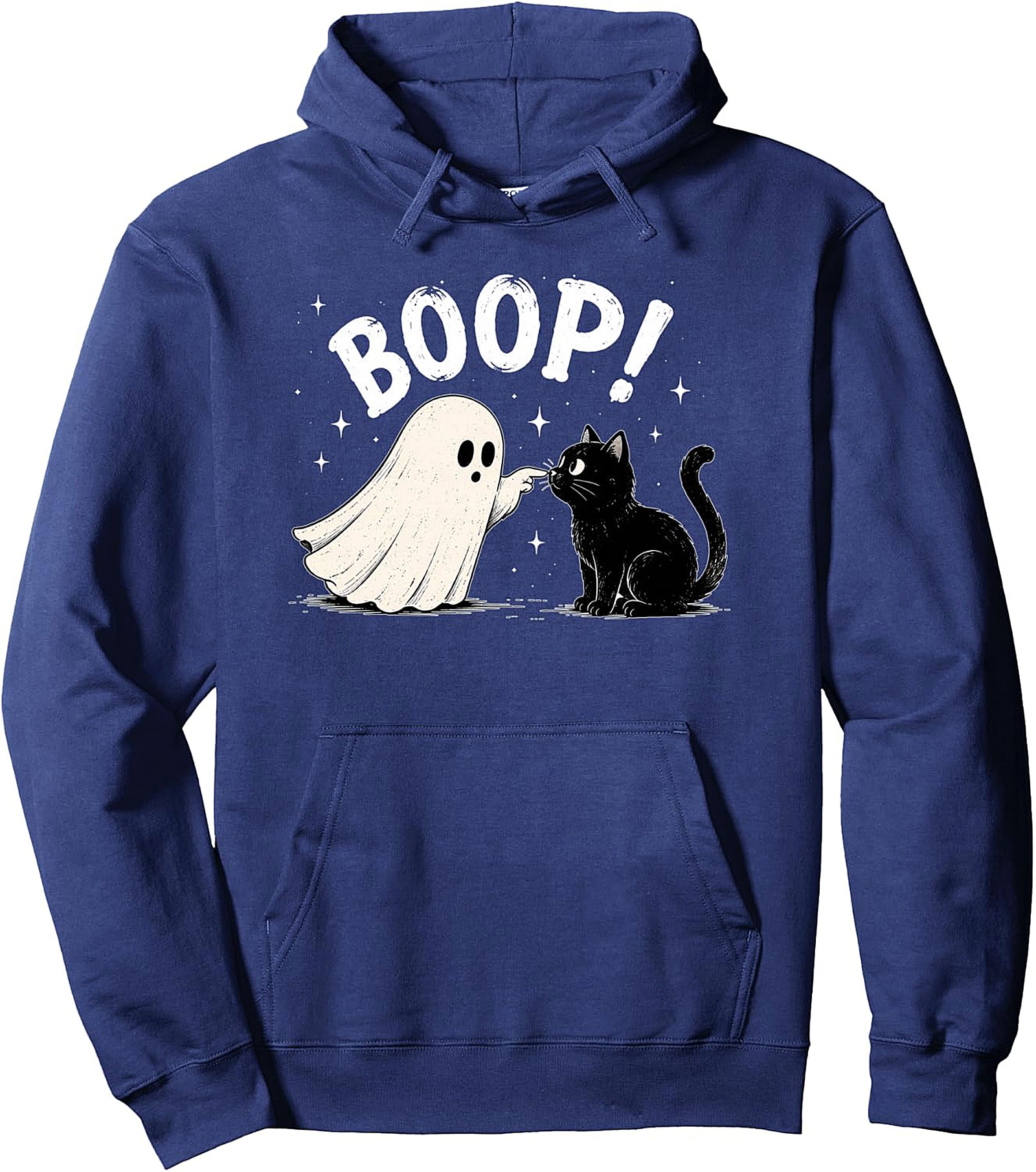  "BOOP!" Ghost & Cat Pullover Hoodie - Funny Halloween