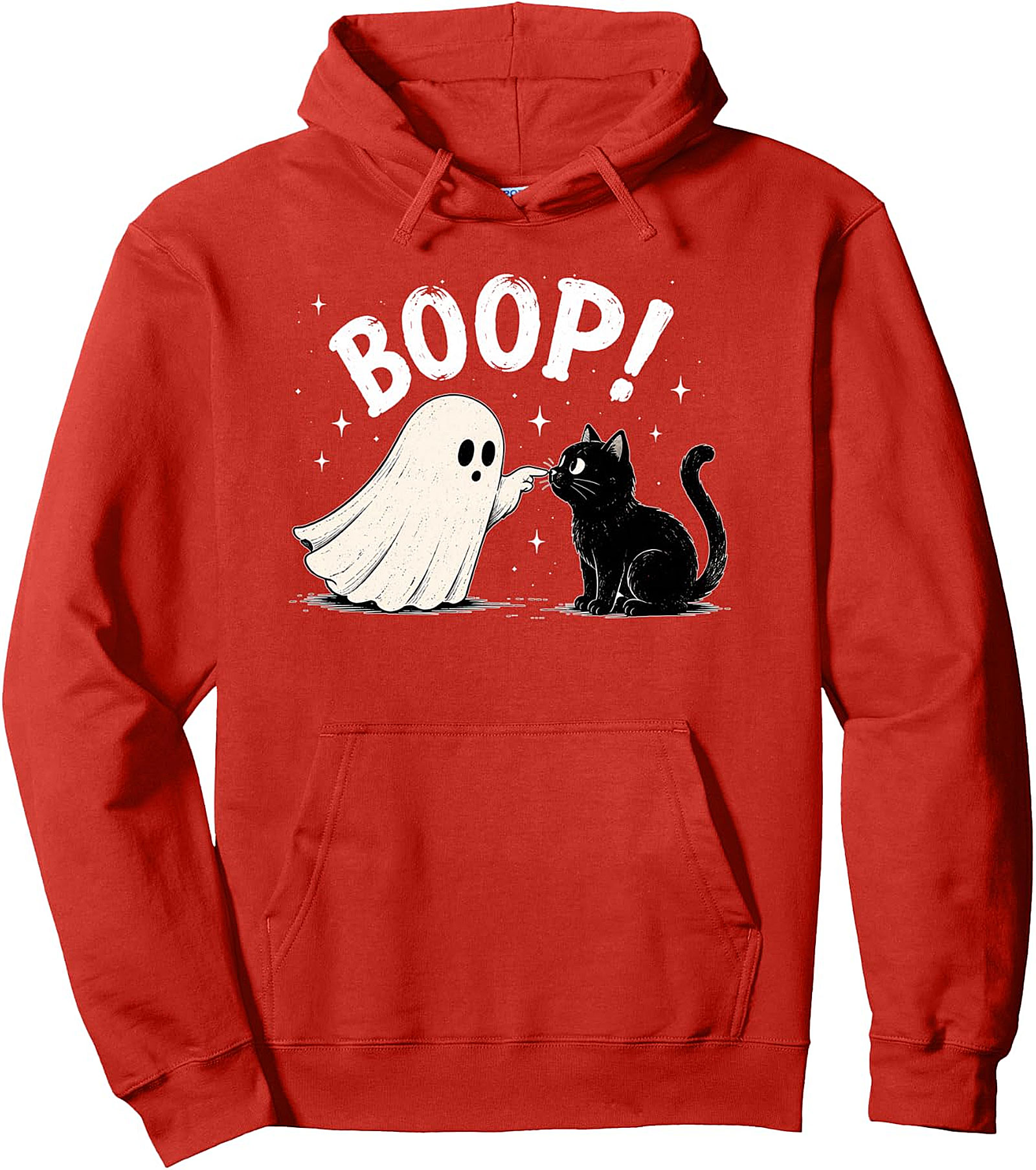  "BOOP!" Ghost & Cat Pullover Hoodie - Funny Halloween