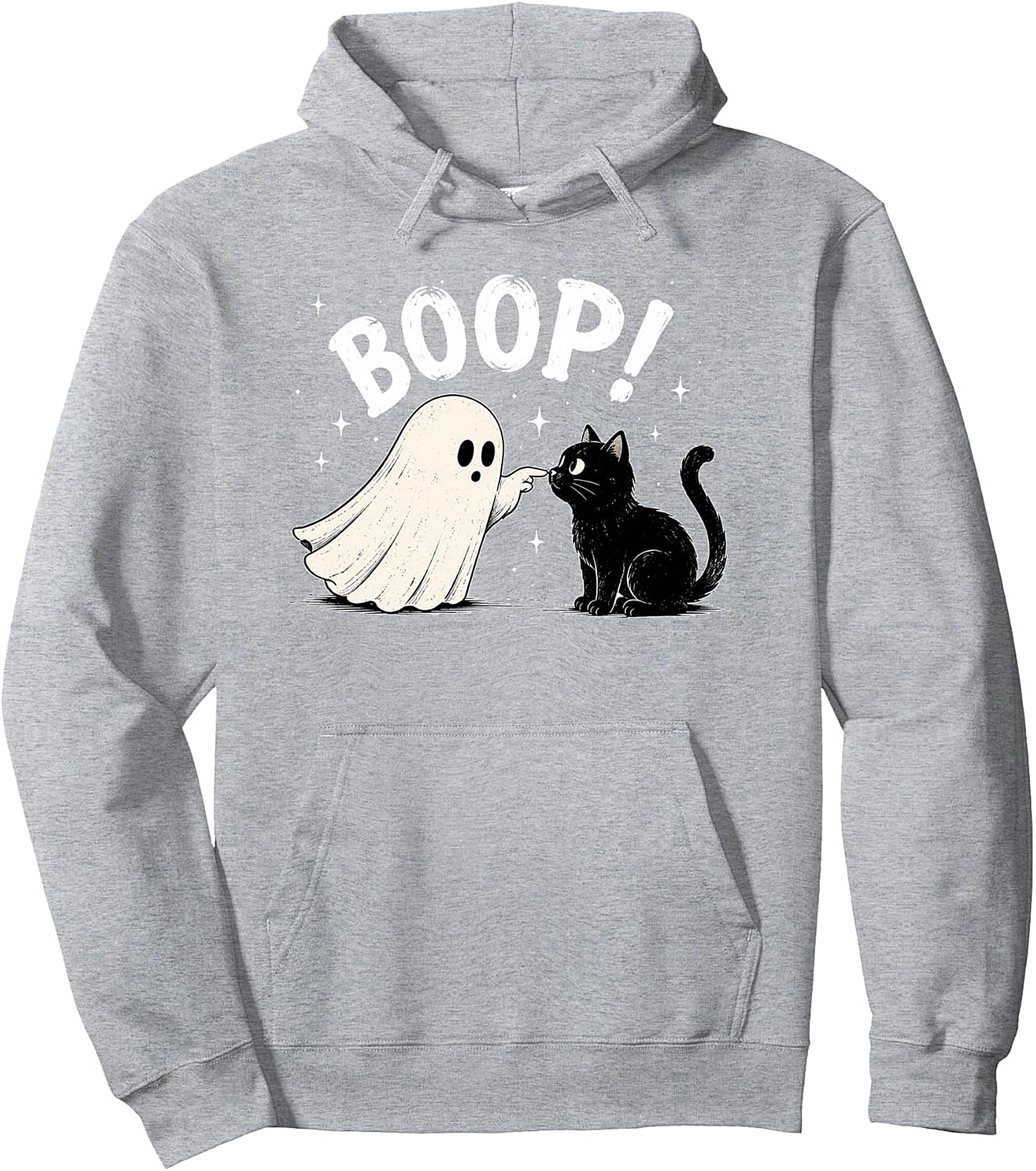  "BOOP!" Ghost & Cat Pullover Hoodie - Funny Halloween