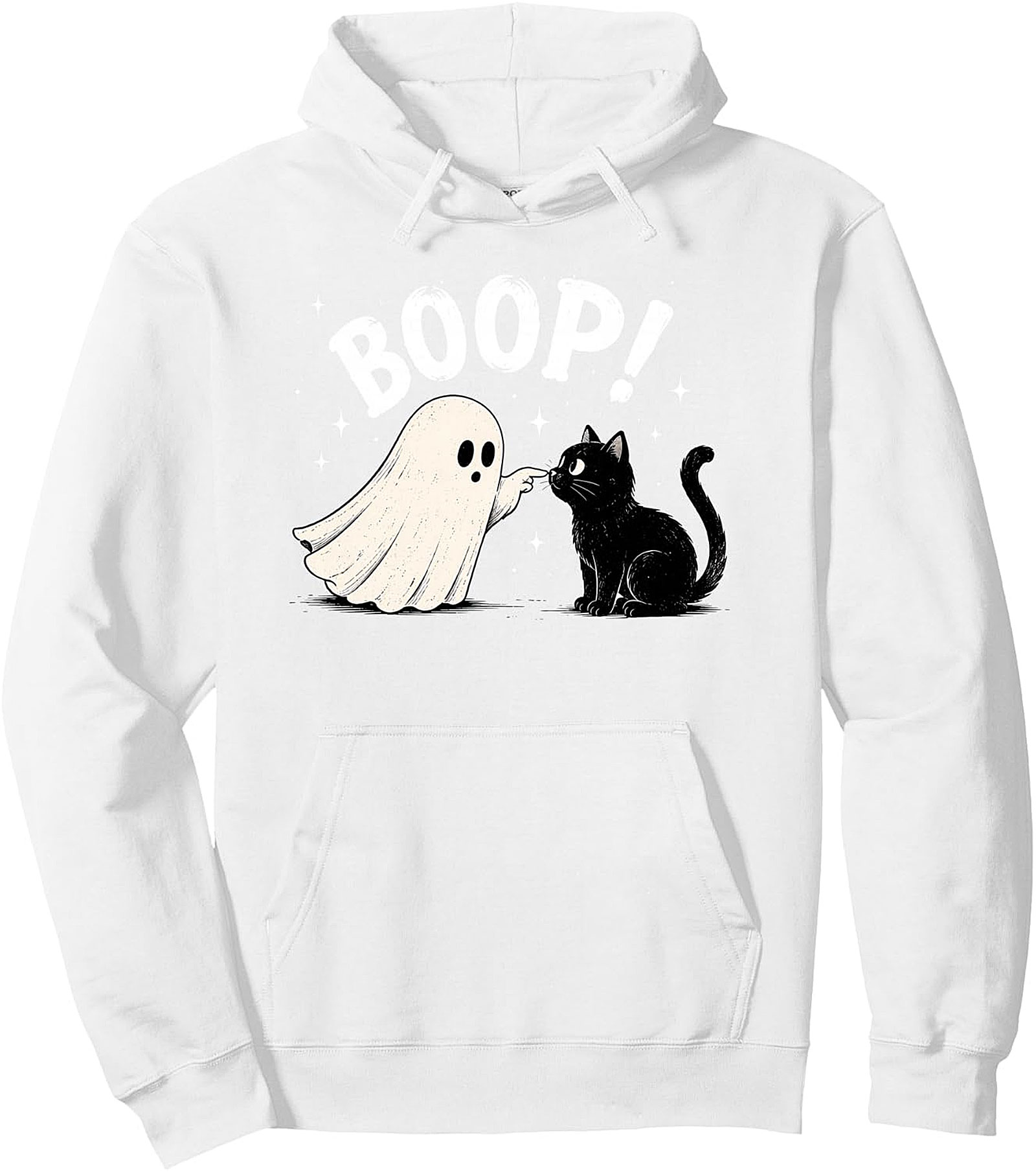  "BOOP!" Ghost & Cat Pullover Hoodie - Funny Halloween