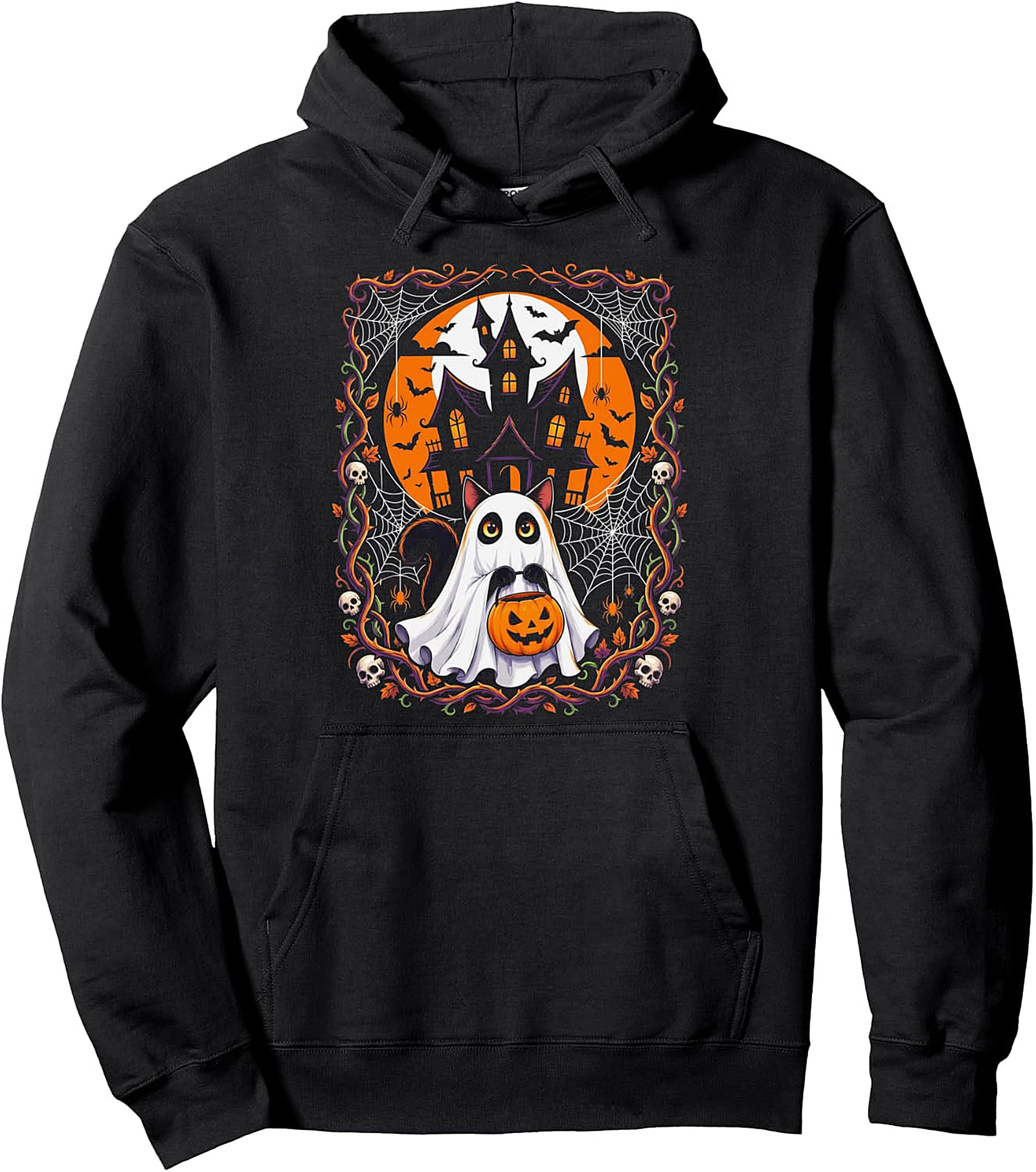 Halloween Cat Ghost Hoodie | Spooky Season Pullover