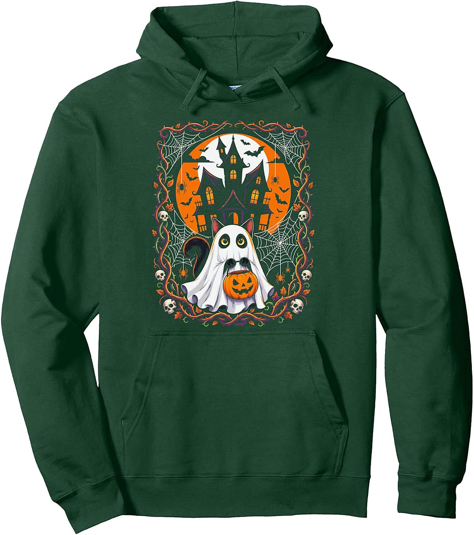Halloween Cat Ghost Hoodie | Spooky Season Pullover