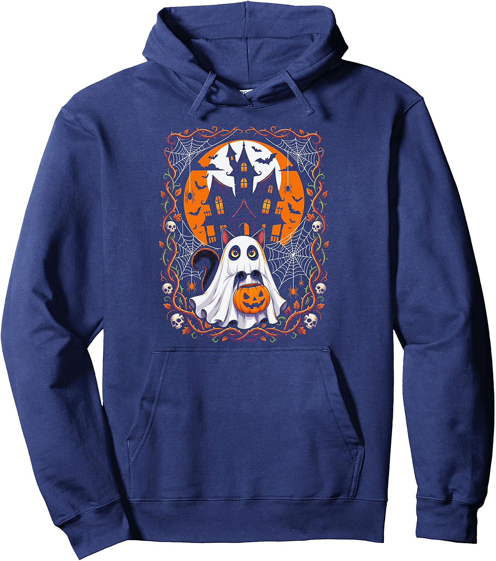 Halloween Cat Ghost Hoodie | Spooky Season Pullover