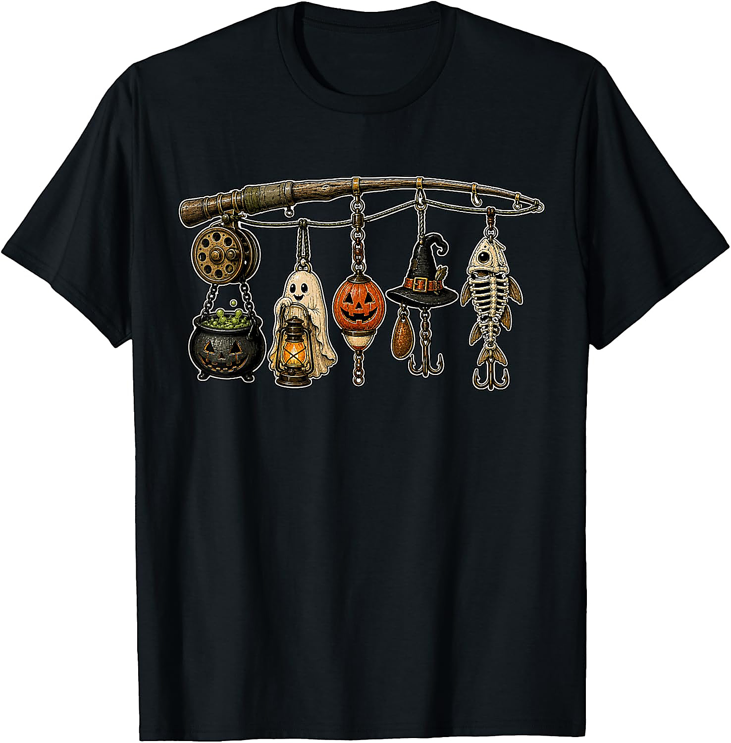 Halloween Fishing T-Shirt | Spooky Fisherman Graphic Tee