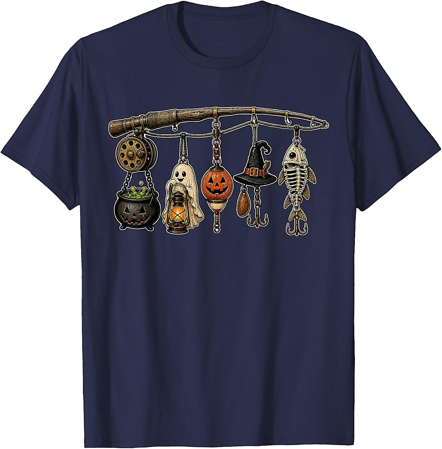 Halloween Fishing T-Shirt | Spooky Fisherman Graphic Tee