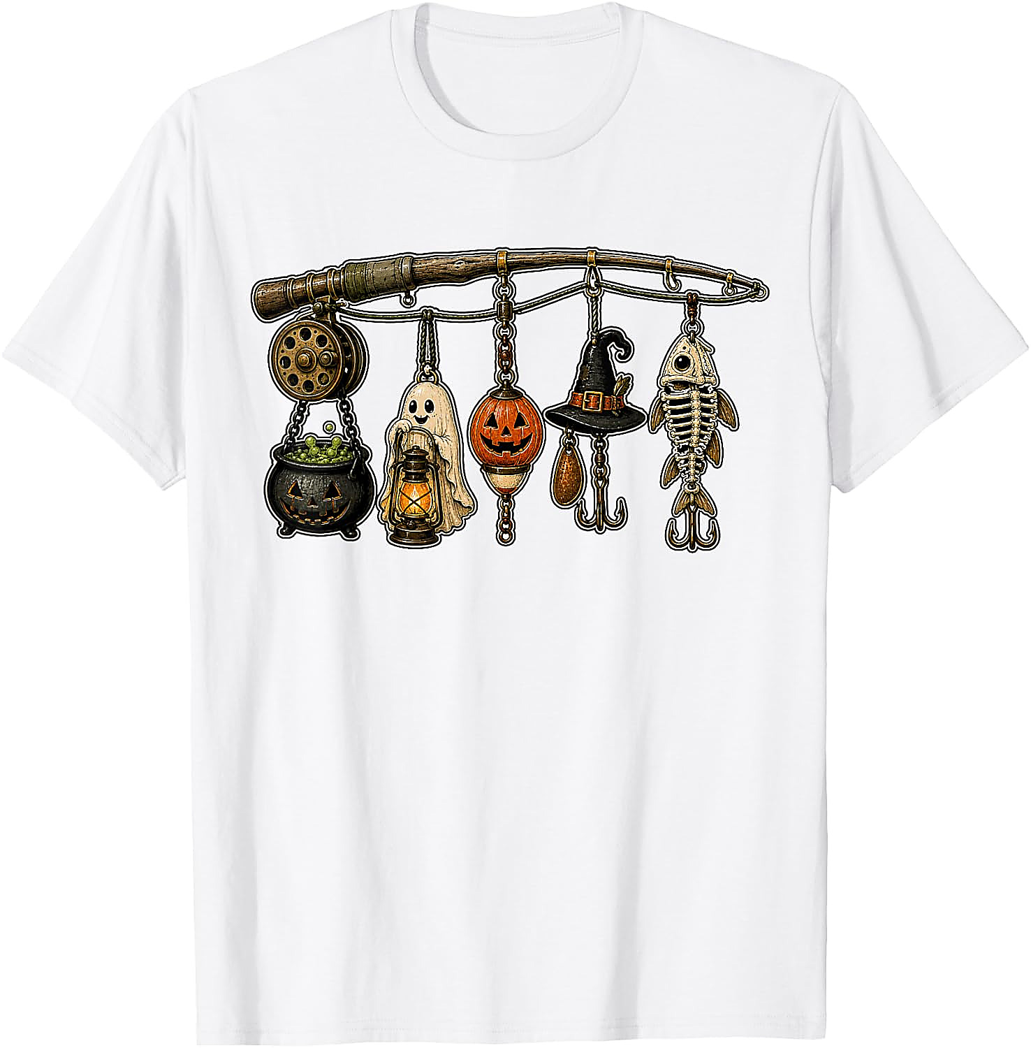 Halloween Fishing T-Shirt | Spooky Fisherman Graphic Tee