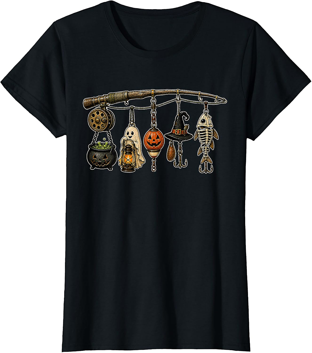 Halloween Fishing T-Shirt | Spooky Fisherman Graphic Tee